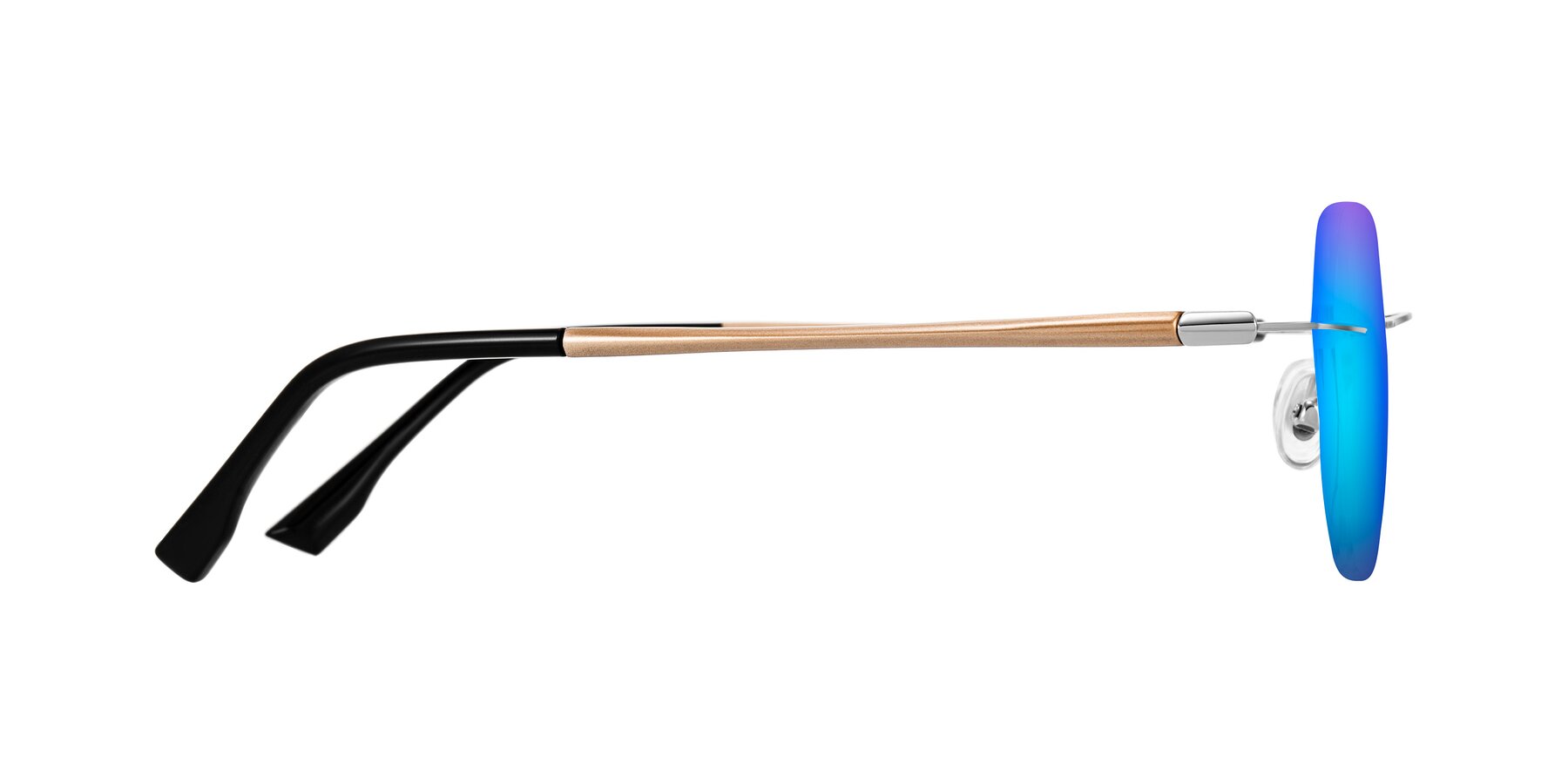 Side of Noe in Silver/Brown with Blue Mirrored Lenses