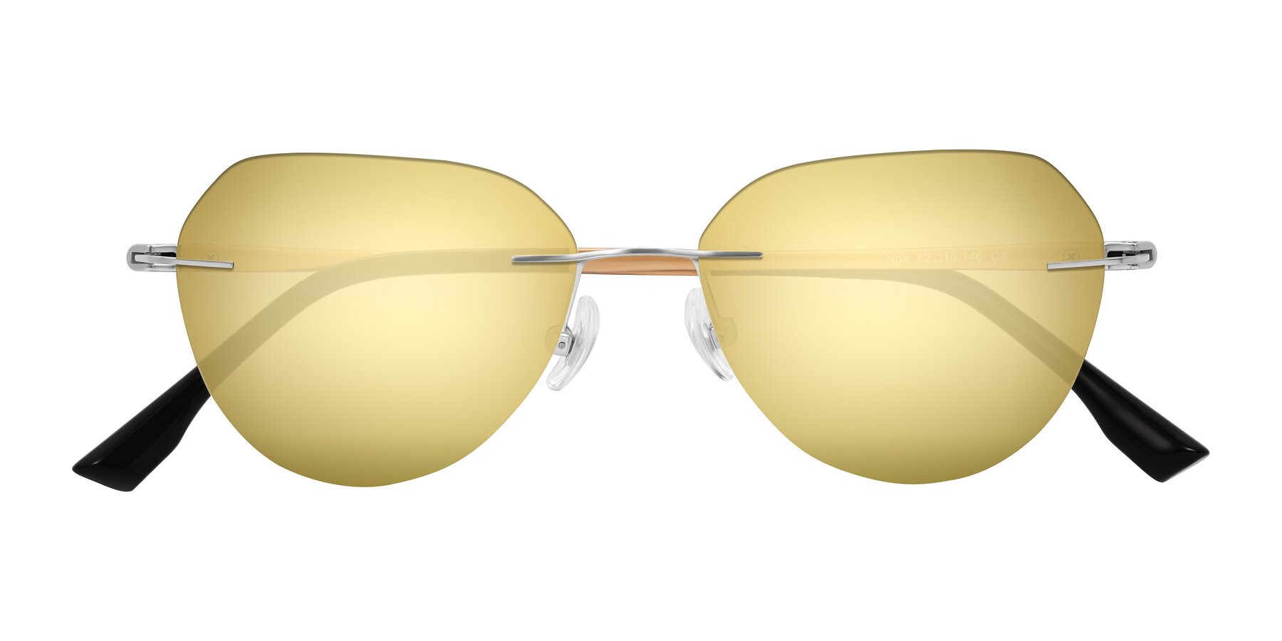 Folded Front of Noe in Silver/Brown with Gold Mirrored Lenses