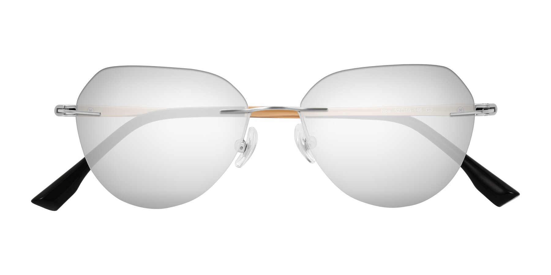 Folded Front of Noe in Silver/Brown with Silver Mirrored Lenses
