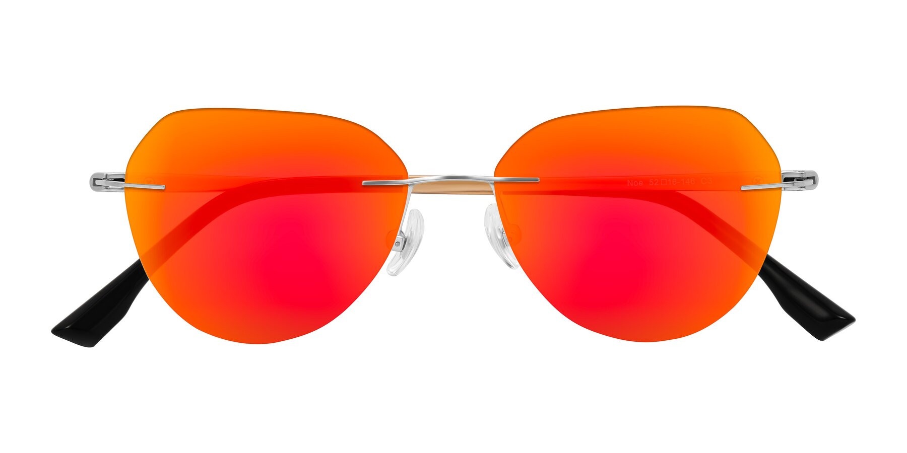 Folded Front of Noe in Silver/Brown with Red Gold Mirrored Lenses