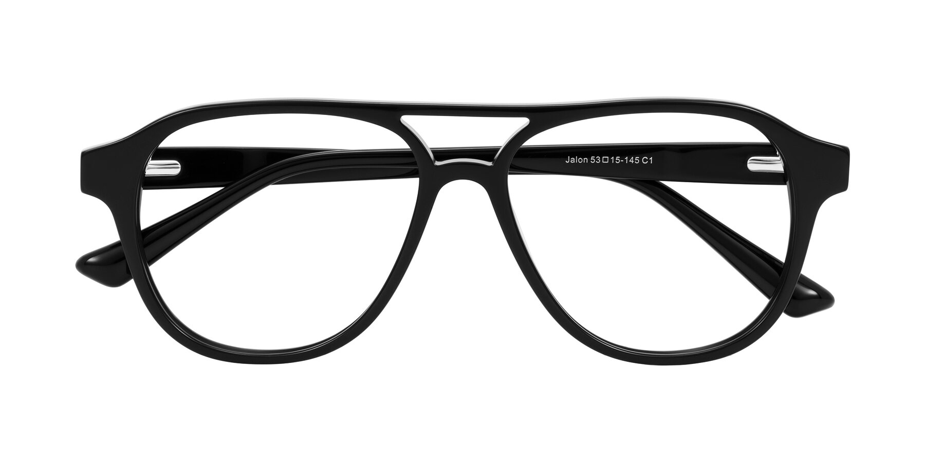 Folded Front of Jalon in Black with Clear Blue Light Blocking Lenses