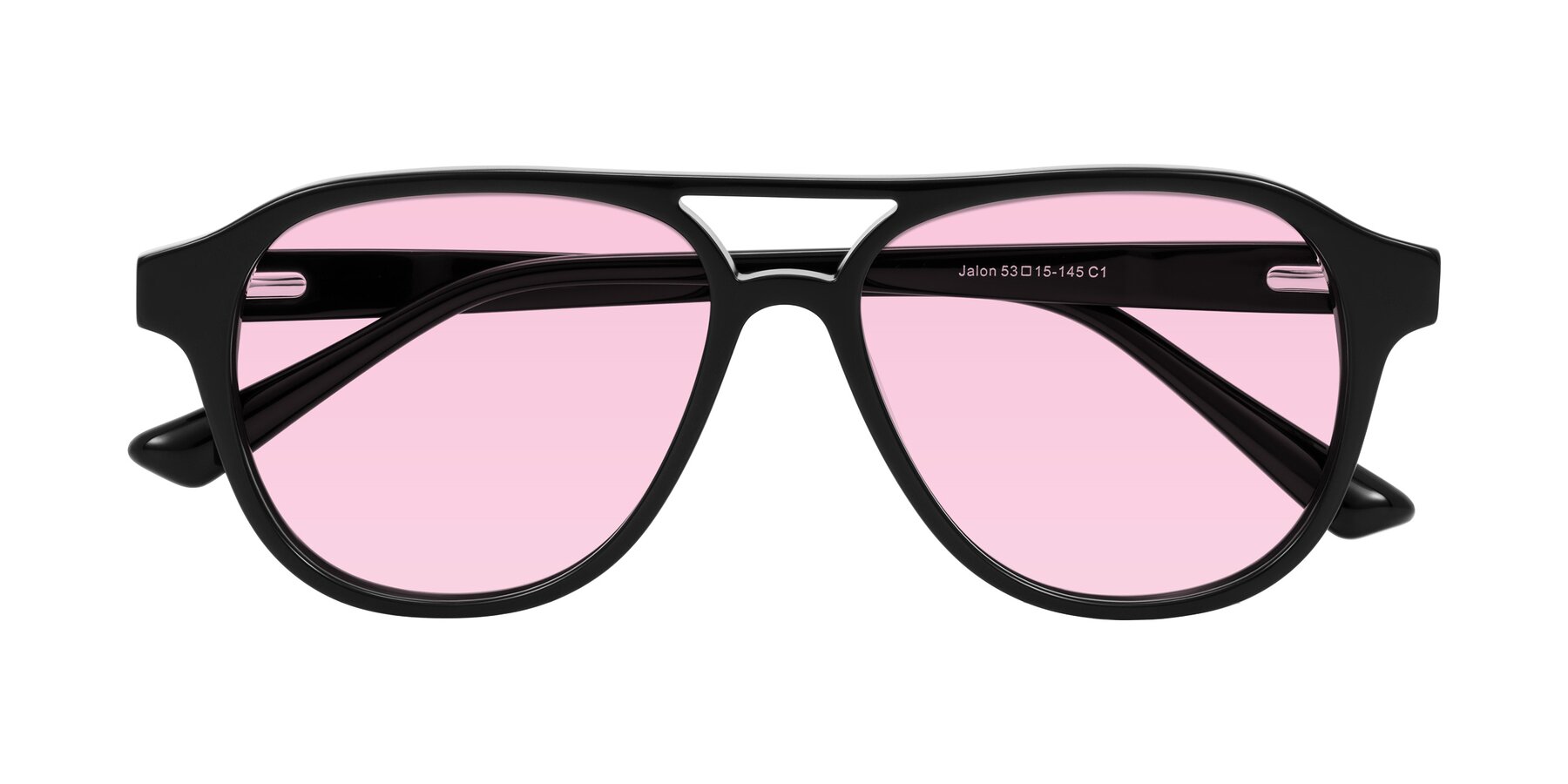 Folded Front of Jalon in Black with Light Pink Tinted Lenses