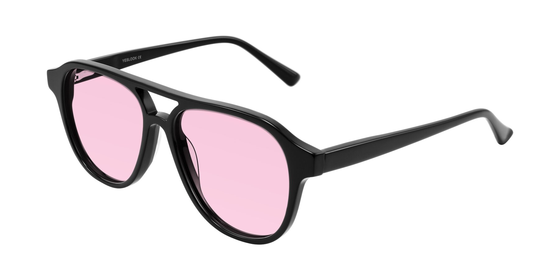 Angle of Jalon in Black with Light Pink Tinted Lenses