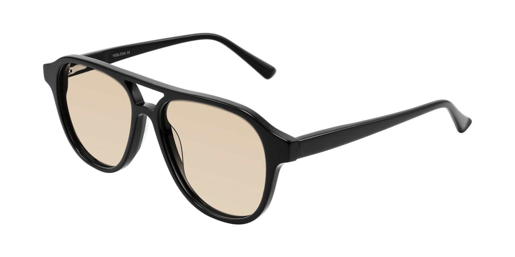 Angle of Jalon in Black with Light Brown Tinted Lenses
