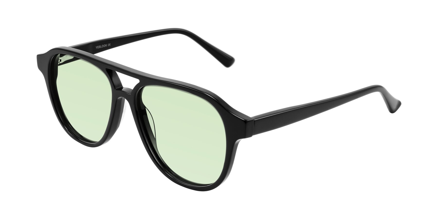 Angle of Jalon in Black with Light Green Tinted Lenses