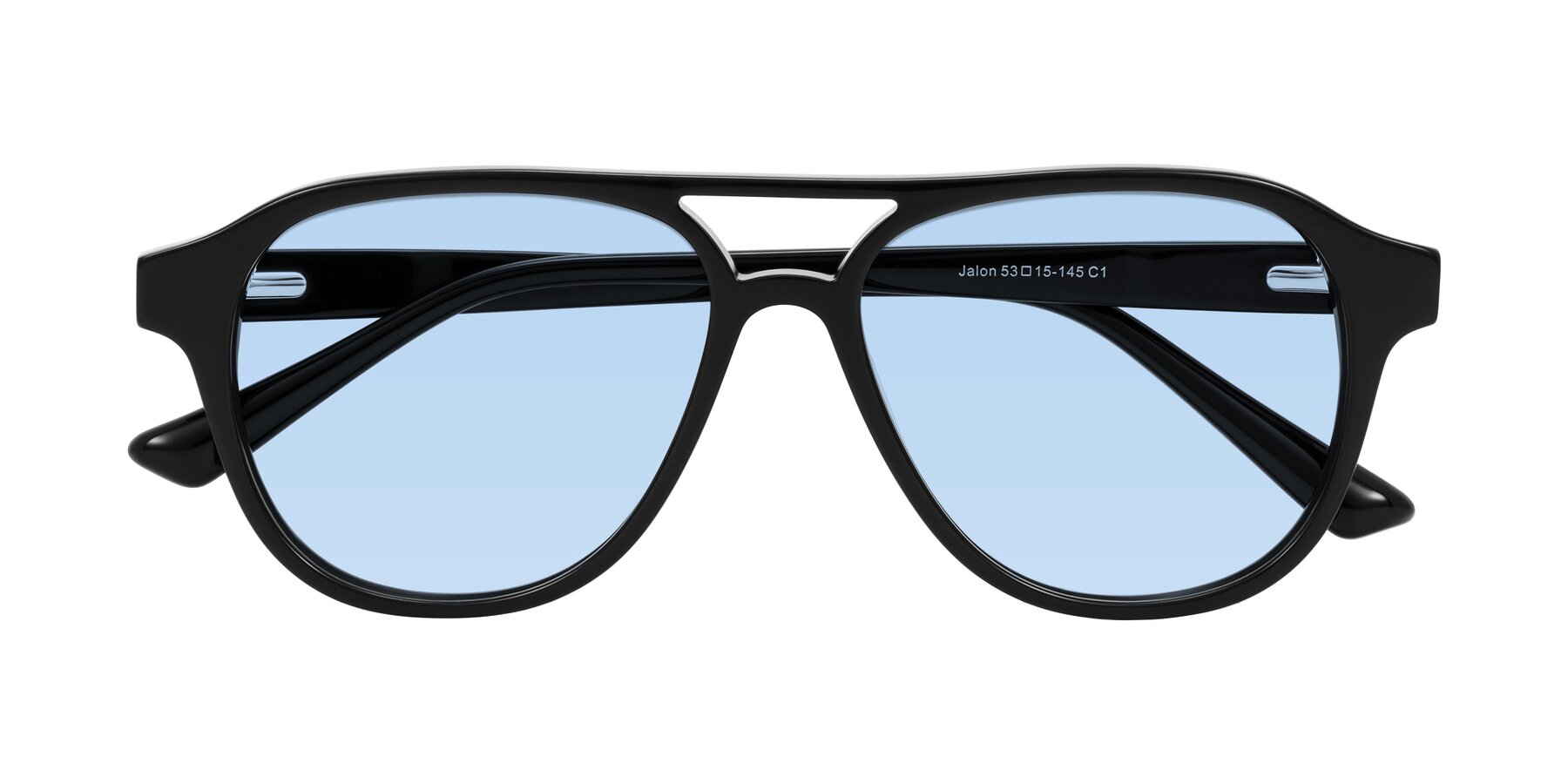 Folded Front of Jalon in Black with Light Blue Tinted Lenses