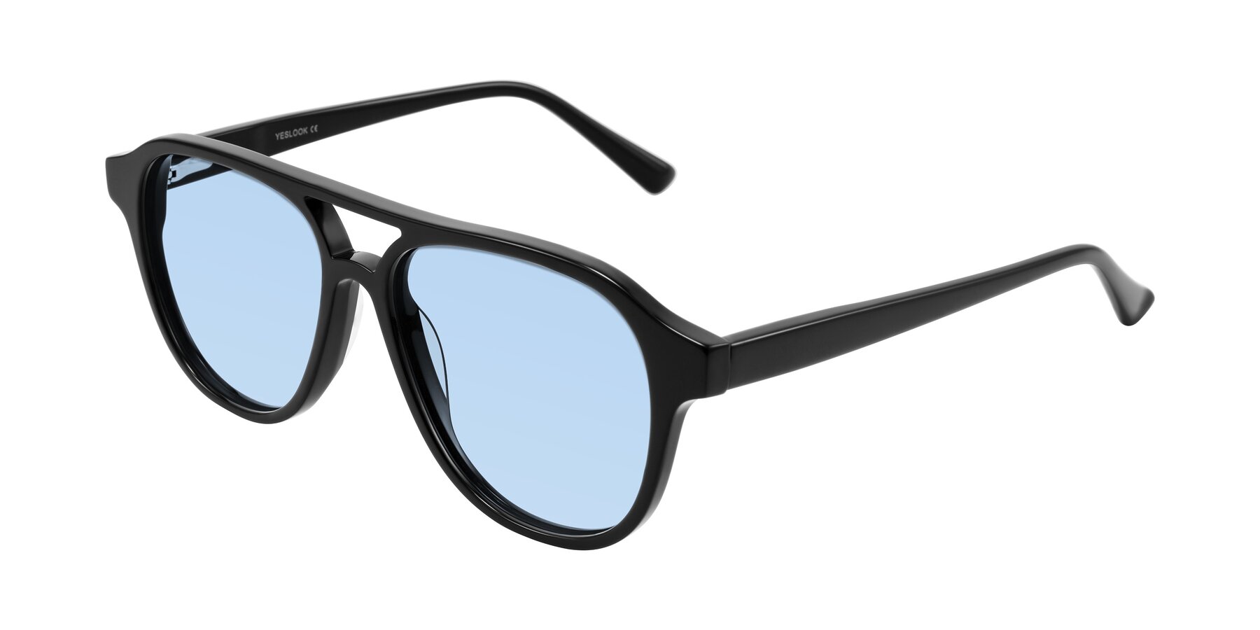 Angle of Jalon in Black with Light Blue Tinted Lenses