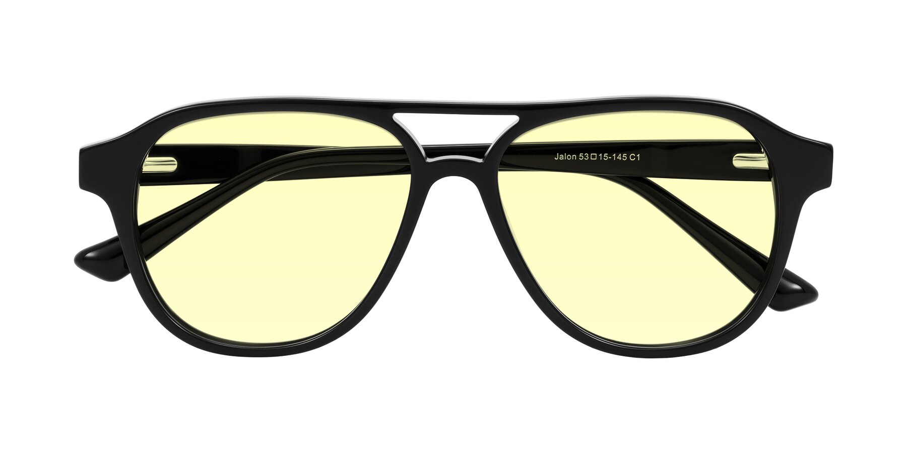 Folded Front of Jalon in Black with Light Yellow Tinted Lenses