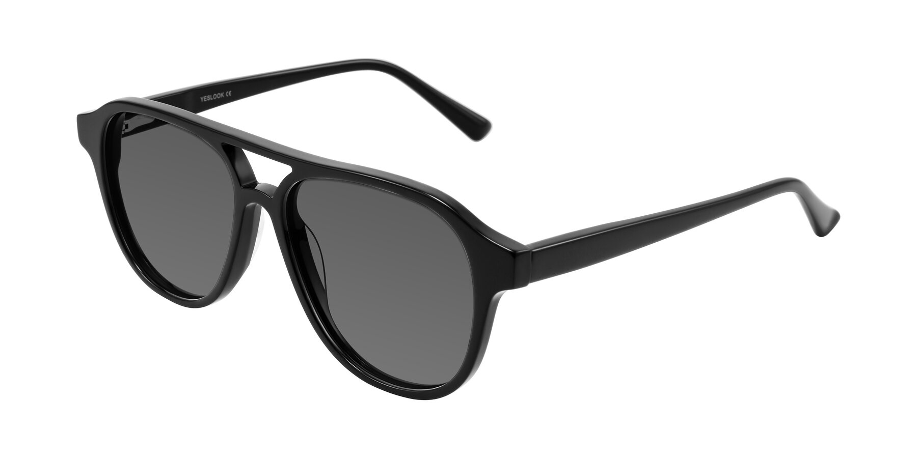 Angle of Jalon in Black with Medium Gray Tinted Lenses