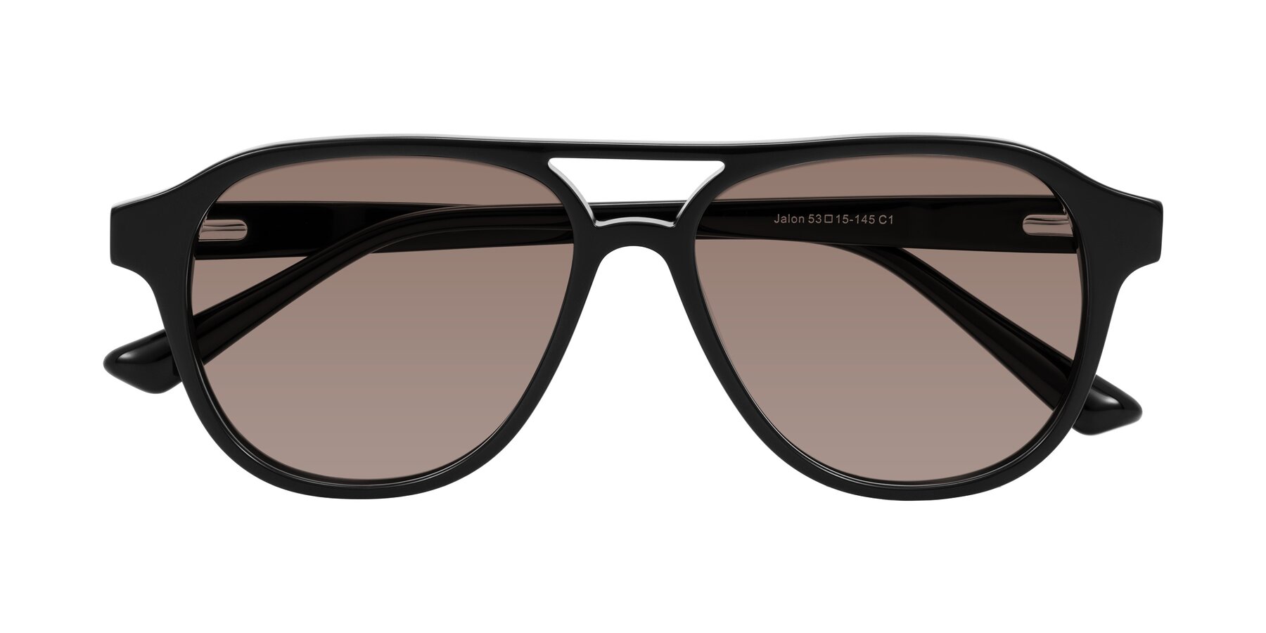 Folded Front of Jalon in Black with Medium Brown Tinted Lenses