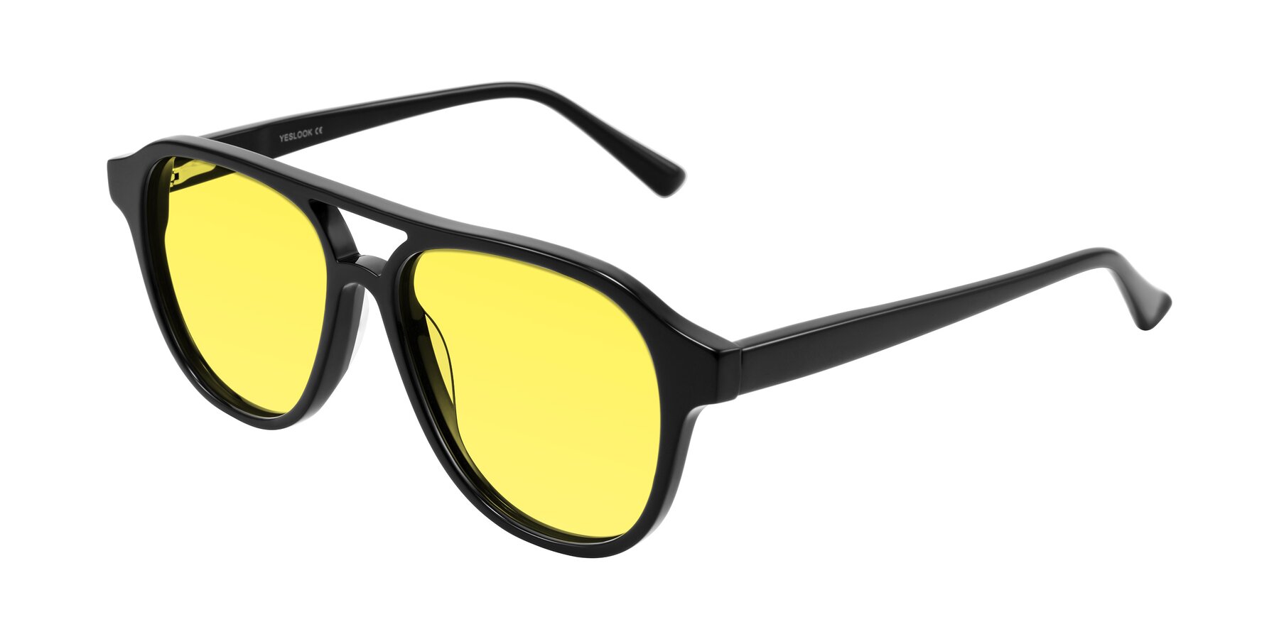 Angle of Jalon in Black with Medium Yellow Tinted Lenses