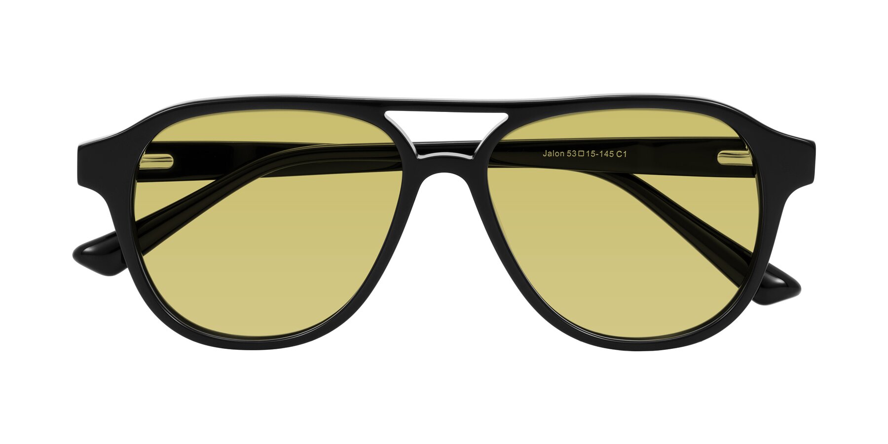 Folded Front of Jalon in Black with Medium Champagne Tinted Lenses