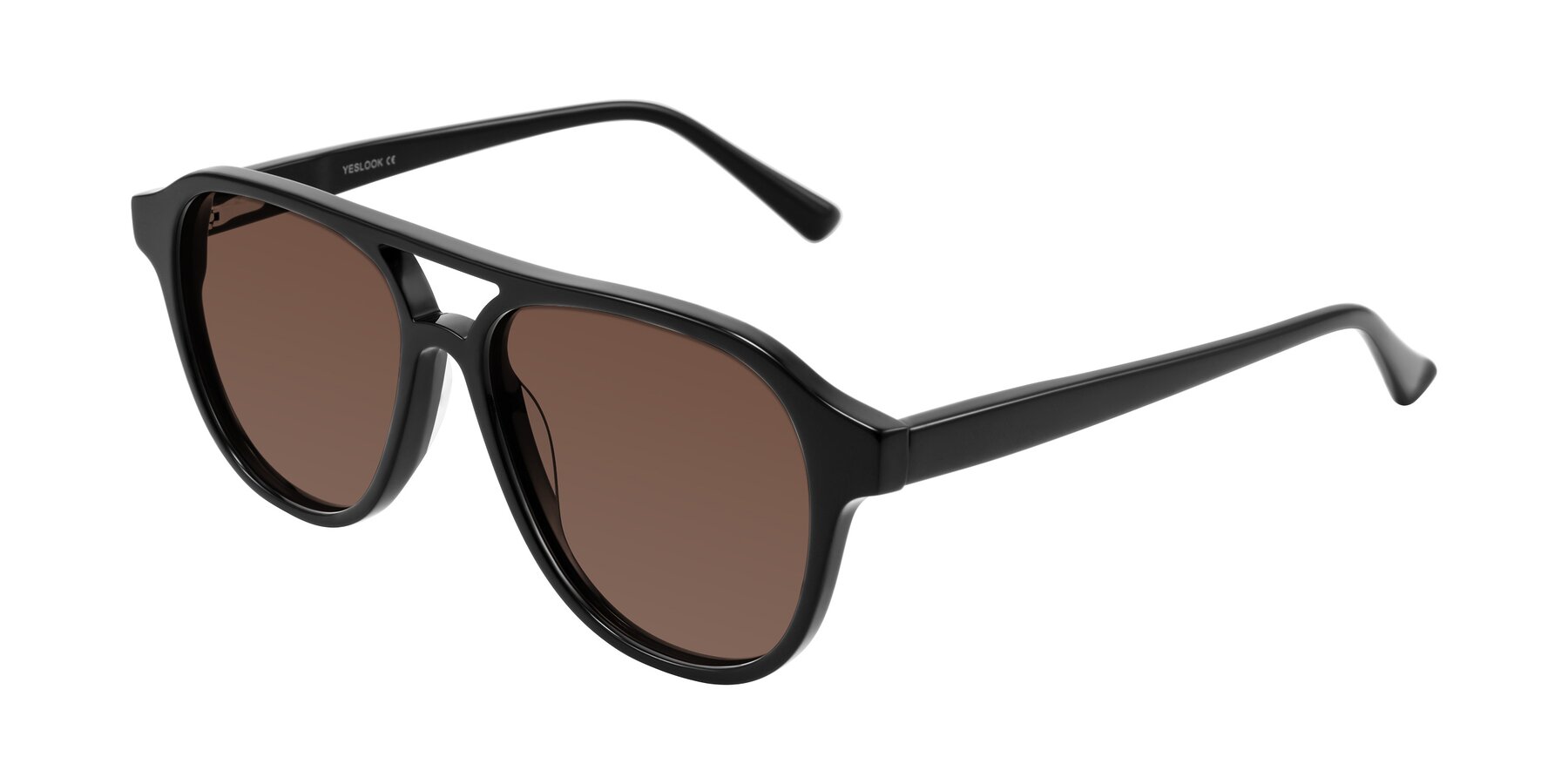 Angle of Jalon in Black with Brown Tinted Lenses