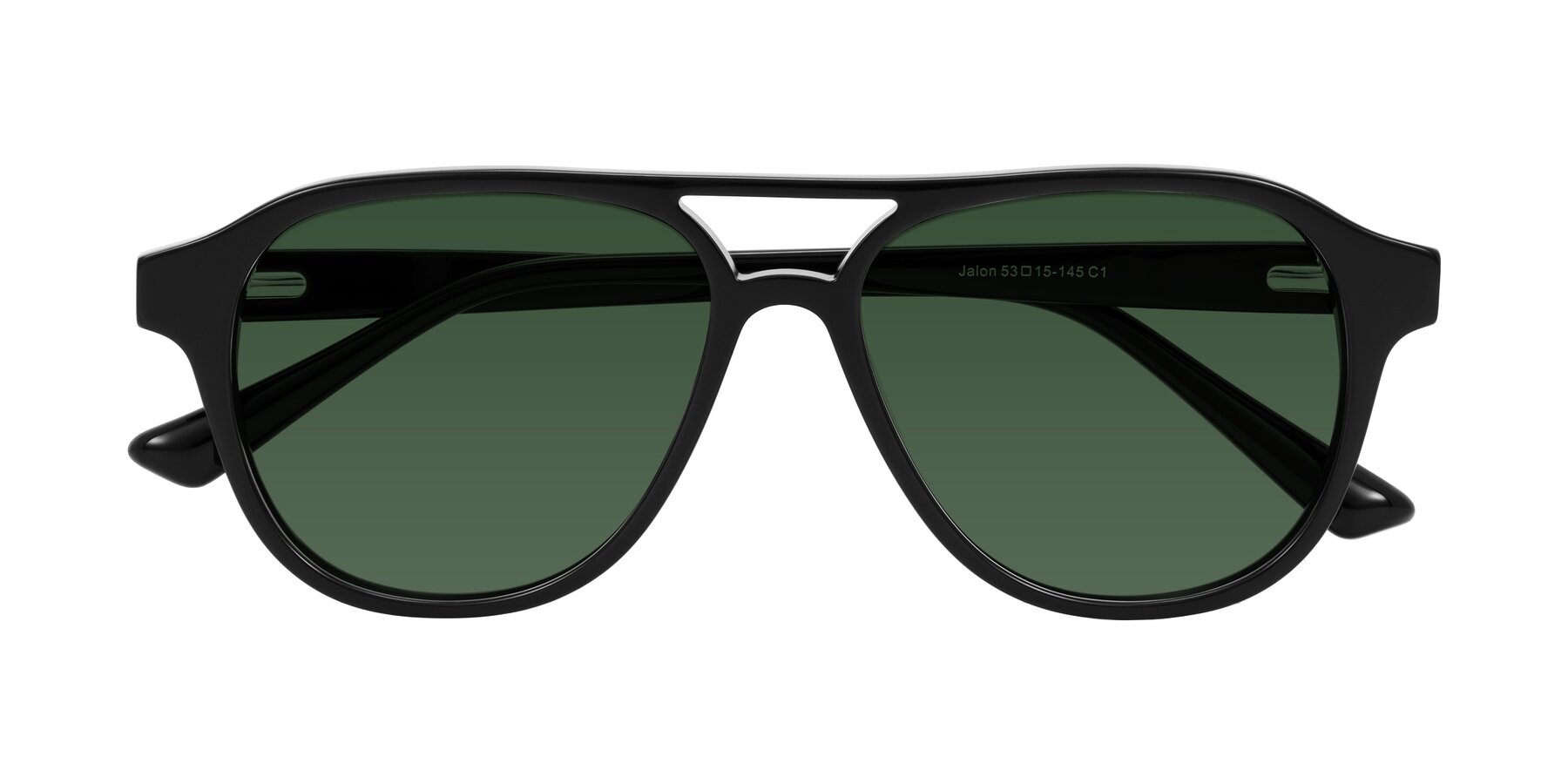 Folded Front of Jalon in Black with Green Tinted Lenses