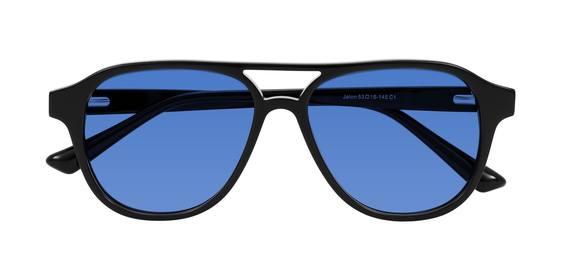 Folded Front of Jalon in Black with Blue Tinted Lenses