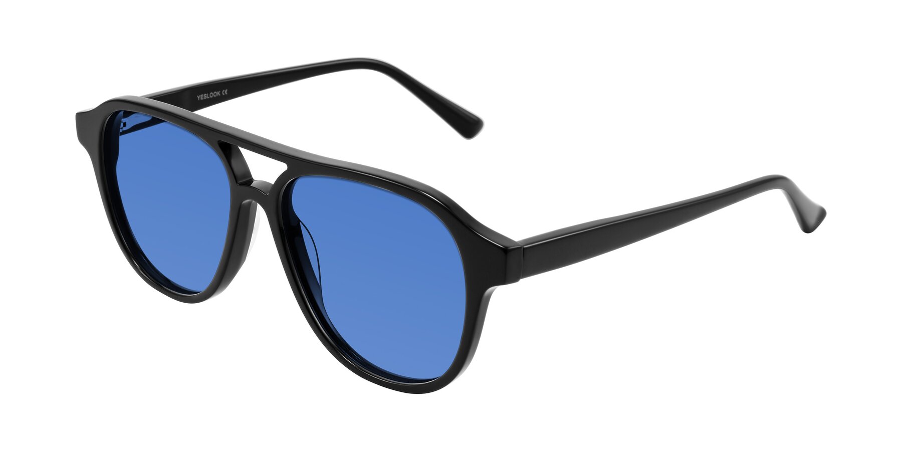 Angle of Jalon in Black with Blue Tinted Lenses