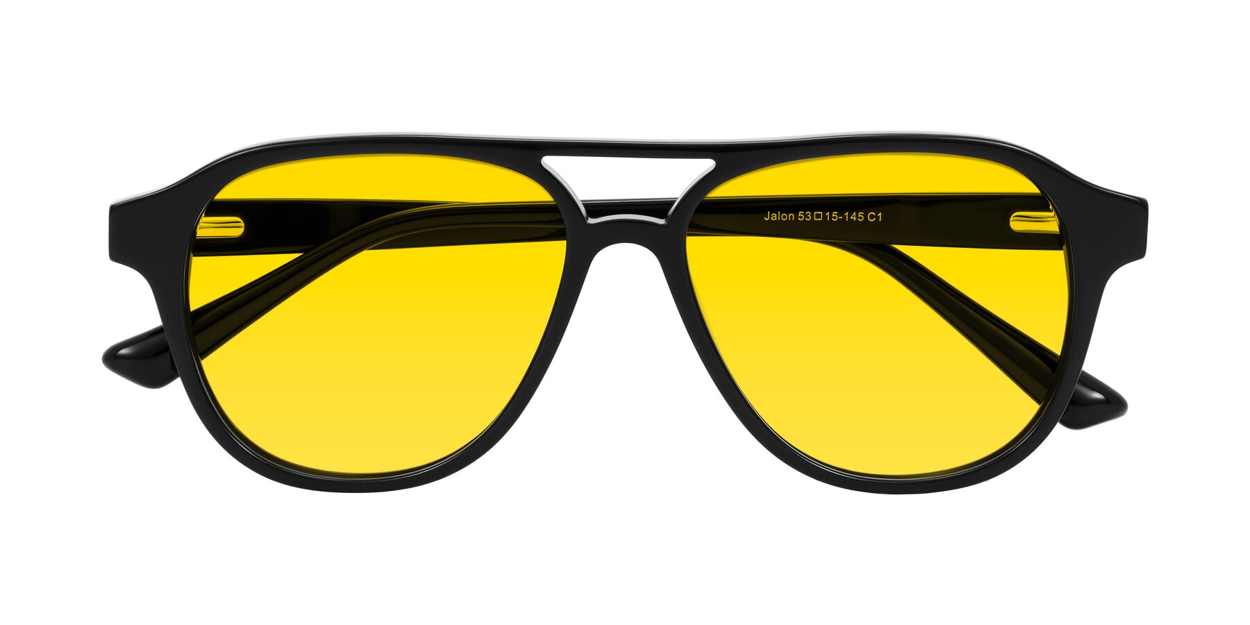 Folded Front of Jalon in Black with Yellow Tinted Lenses