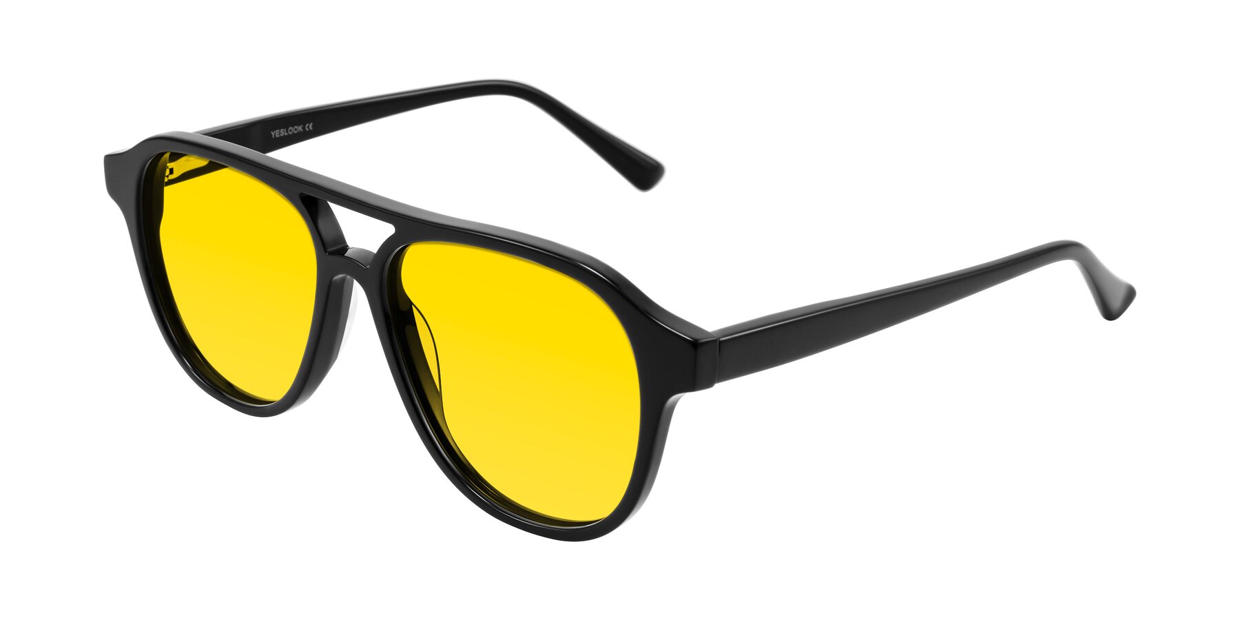 Angle of Jalon in Black with Yellow Tinted Lenses