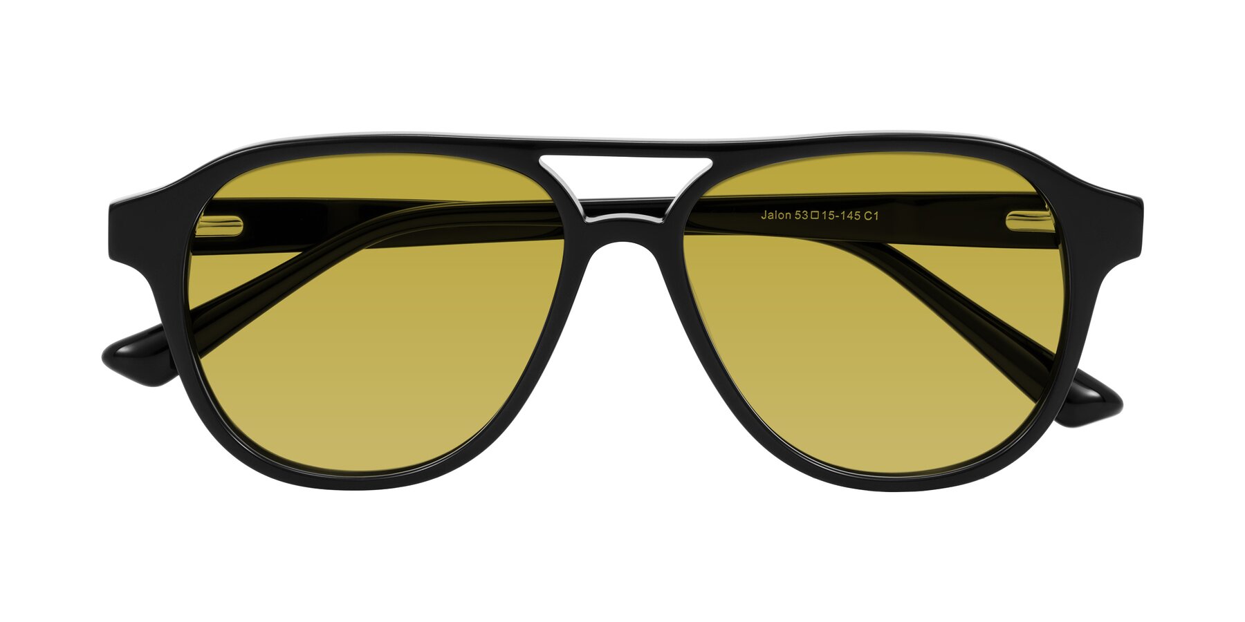 Folded Front of Jalon in Black with Champagne Tinted Lenses