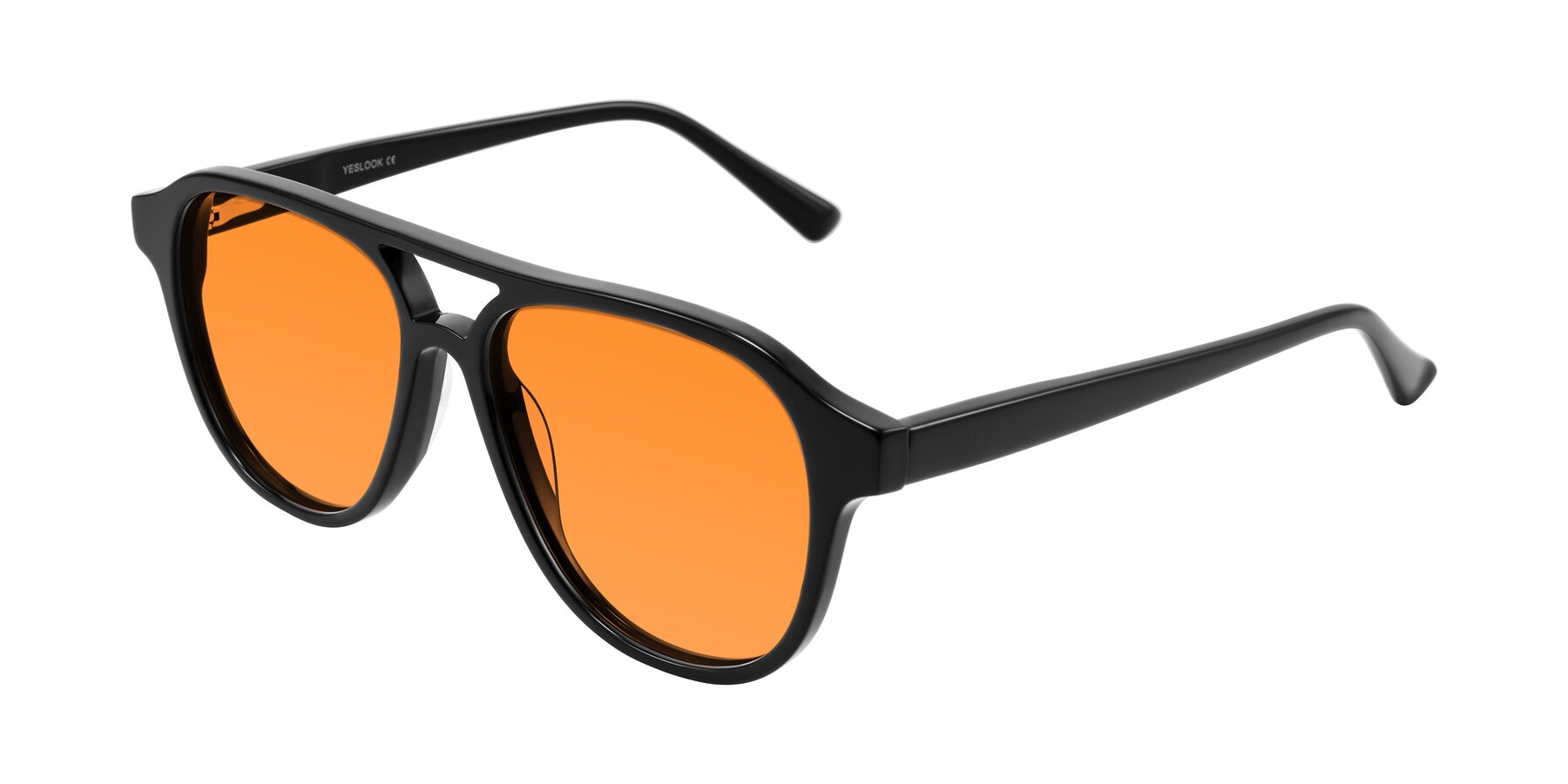 Angle of Jalon in Black with Orange Tinted Lenses