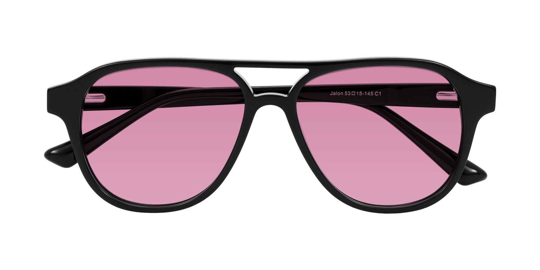 Folded Front of Jalon in Black with Medium Wine Tinted Lenses