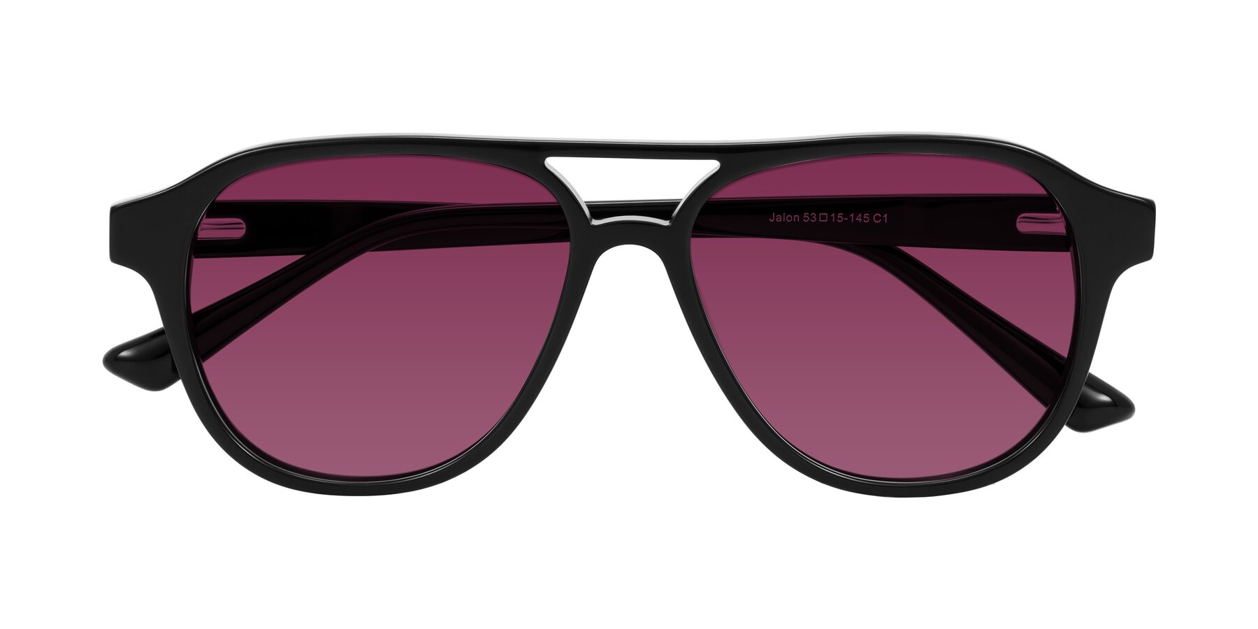 Folded Front of Jalon in Black with Wine Tinted Lenses