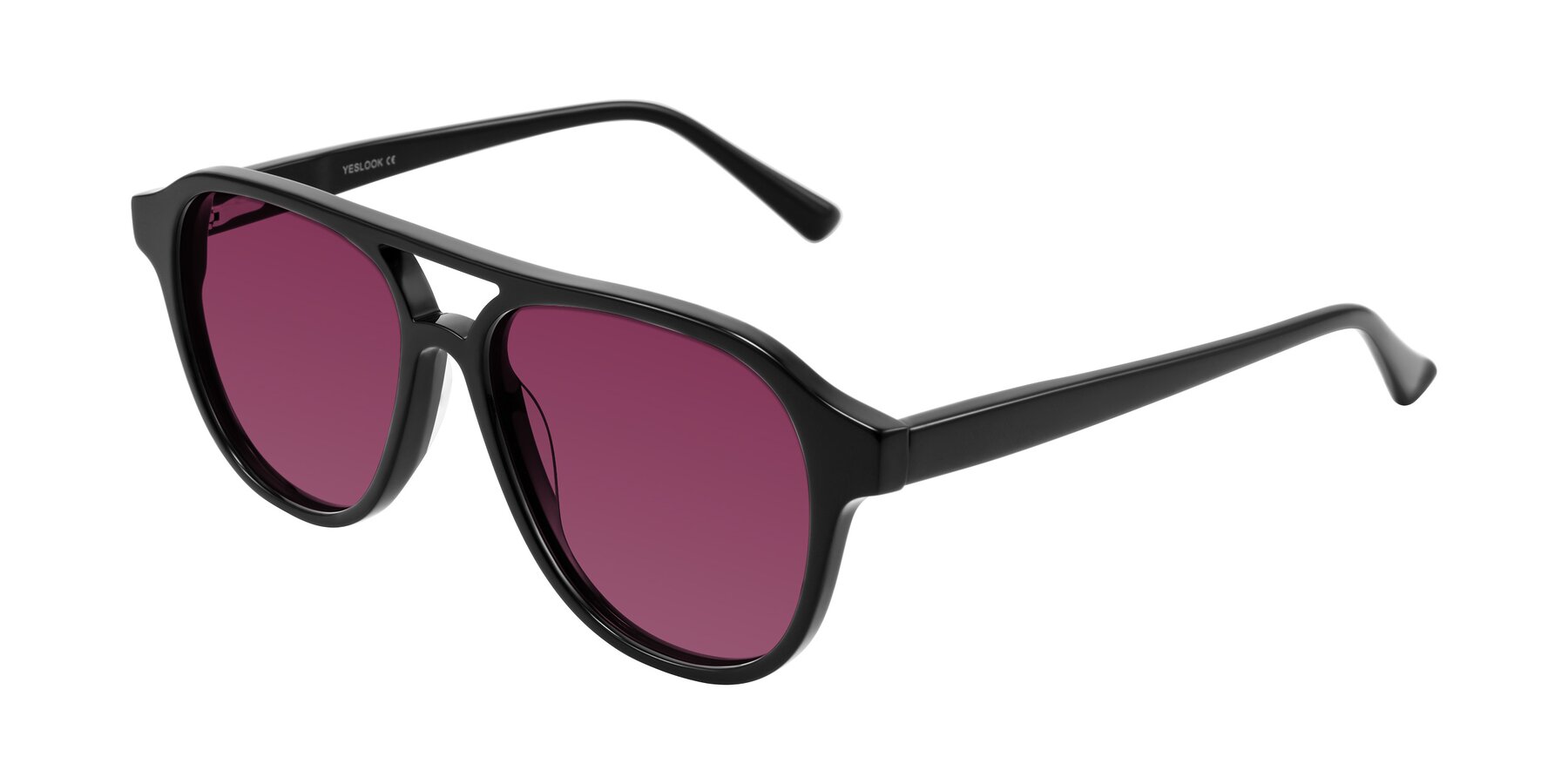 Angle of Jalon in Black with Wine Tinted Lenses