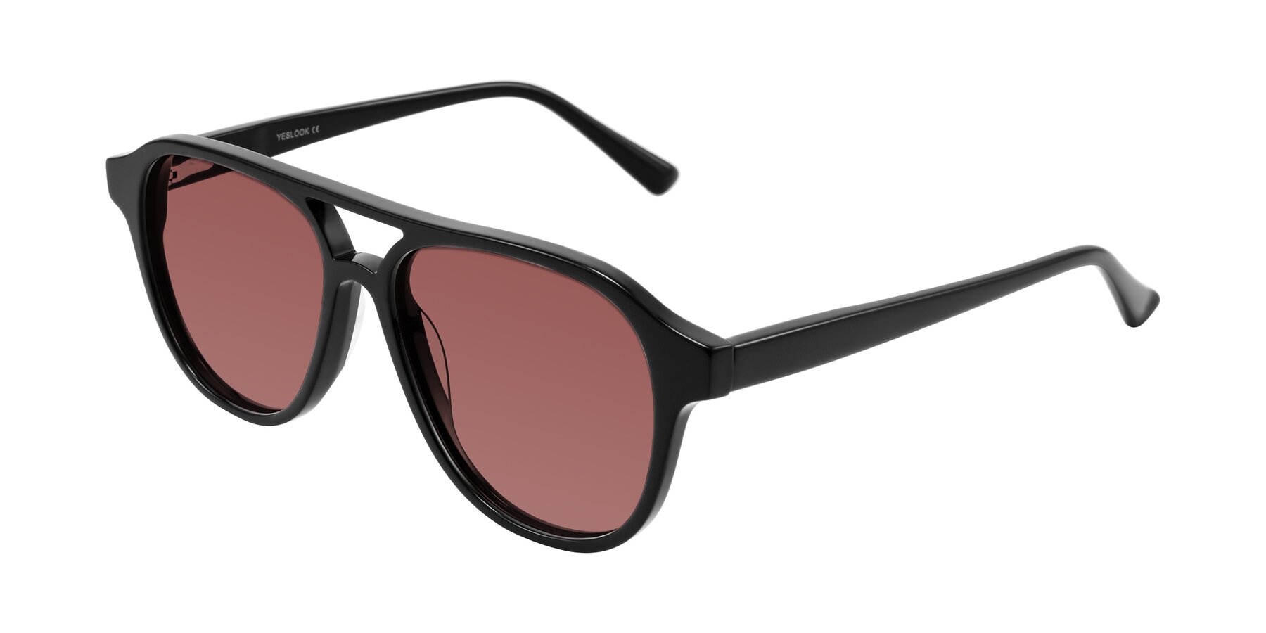 Angle of Jalon in Black with Garnet Tinted Lenses