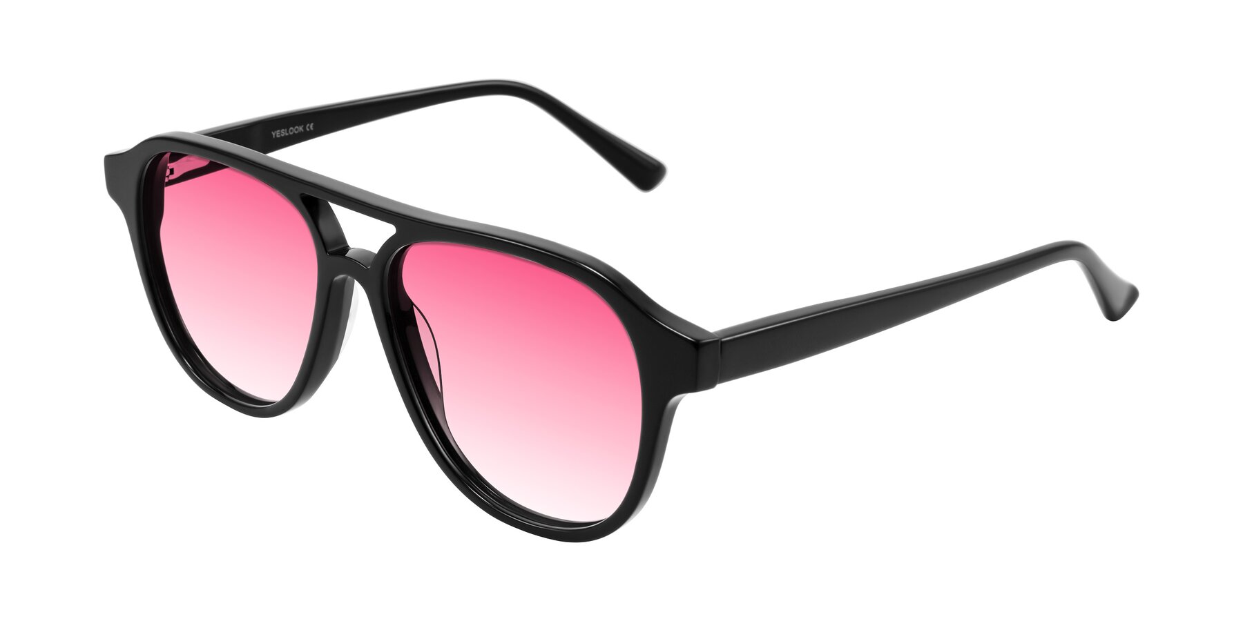 Angle of Jalon in Black with Pink Gradient Lenses