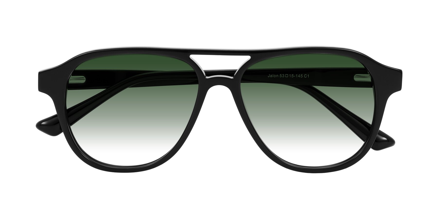 Folded Front of Jalon in Black with Green Gradient Lenses