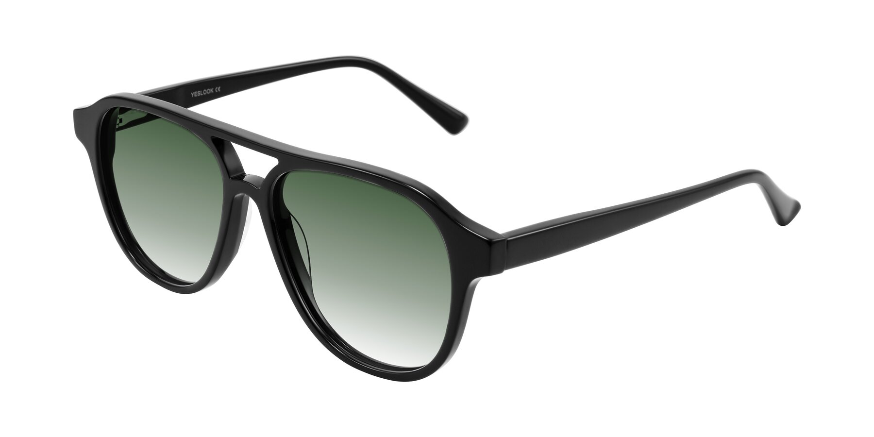 Angle of Jalon in Black with Green Gradient Lenses
