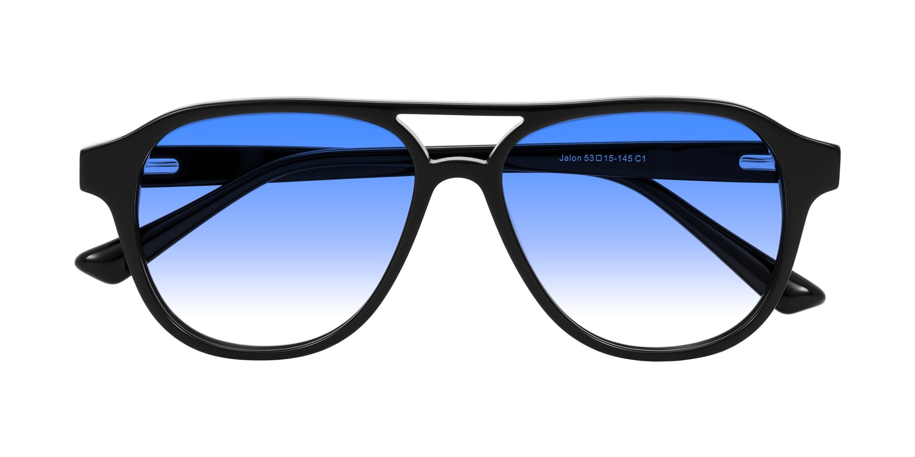 Folded Front of Jalon in Black with Blue Gradient Lenses