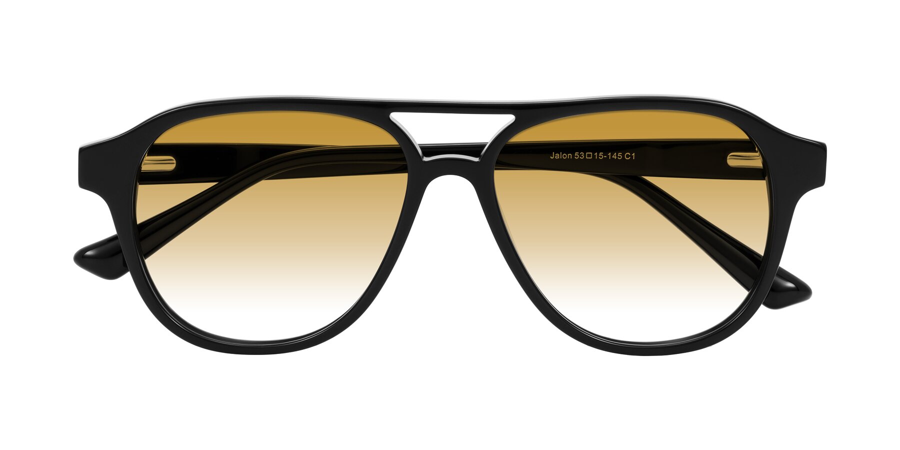 Folded Front of Jalon in Black with Champagne Gradient Lenses