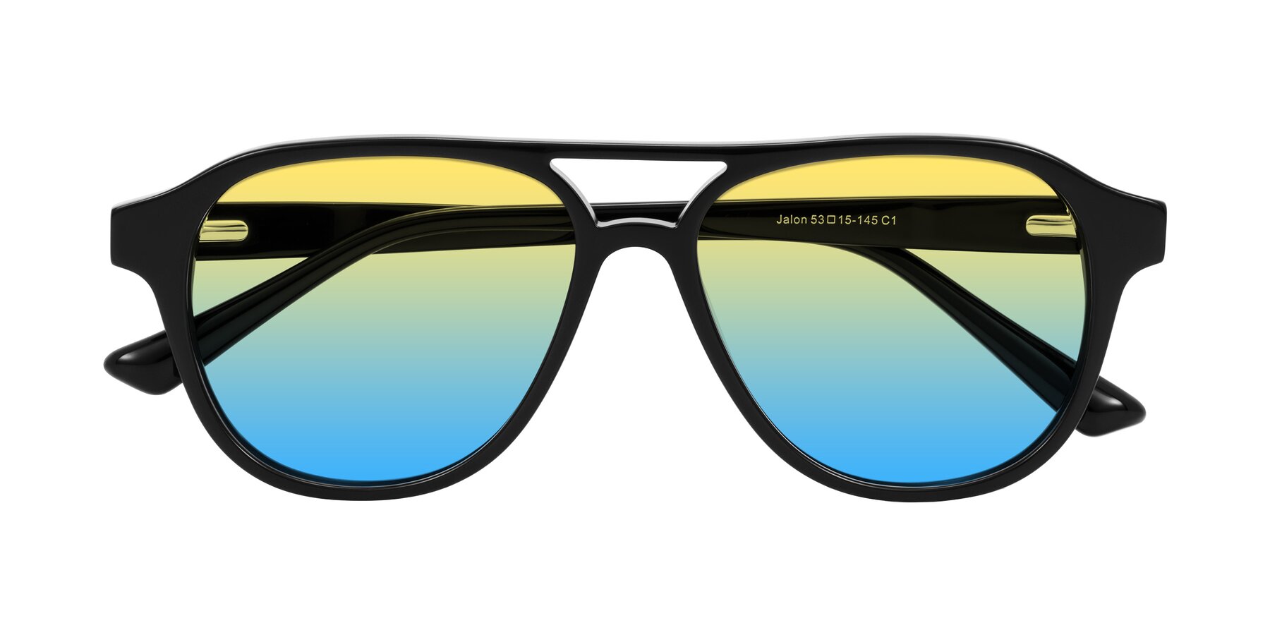 Folded Front of Jalon in Black with Yellow / Blue Gradient Lenses