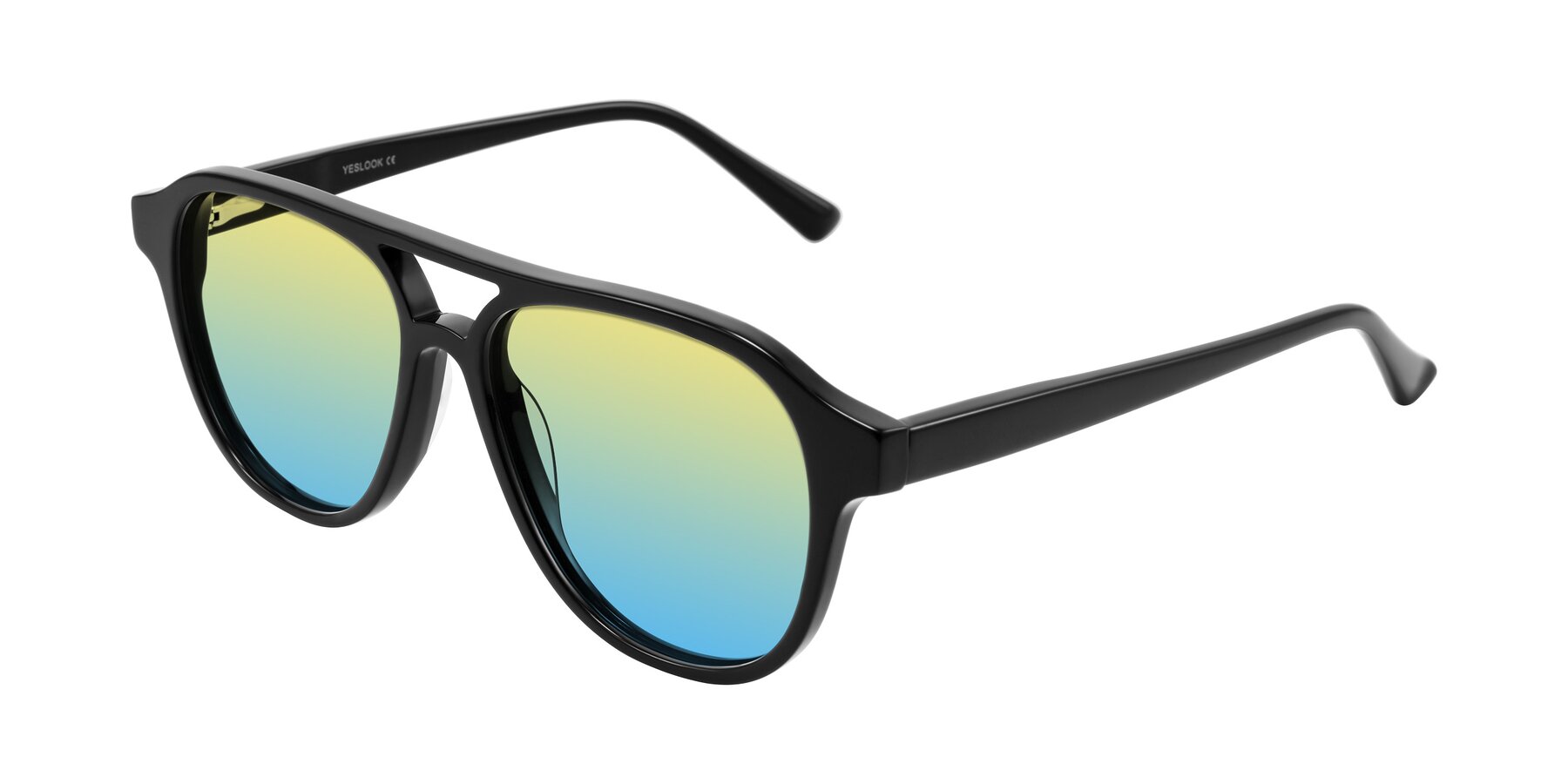 Angle of Jalon in Black with Yellow / Blue Gradient Lenses
