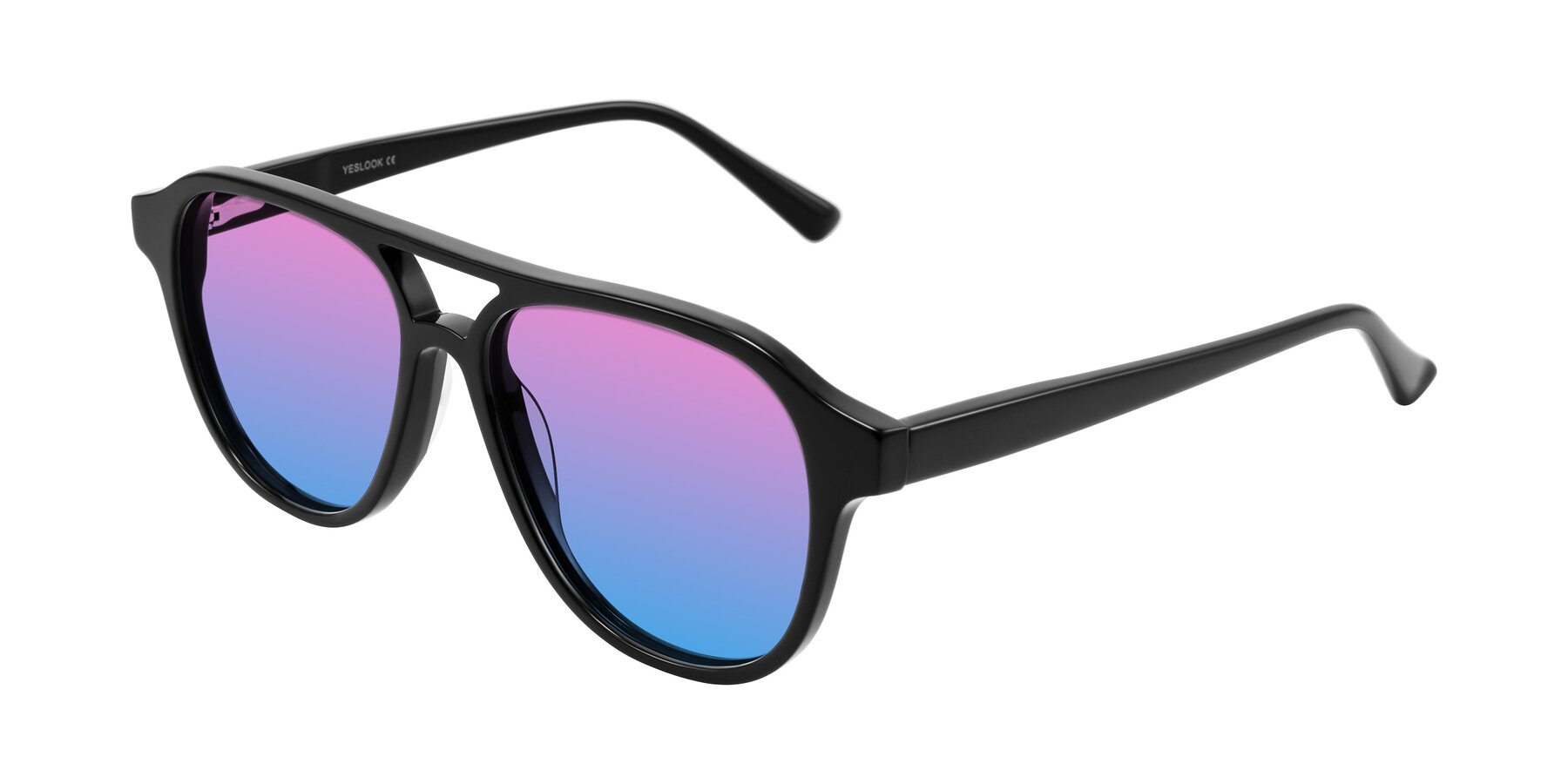 Angle of Jalon in Black with Pink / Blue Gradient Lenses