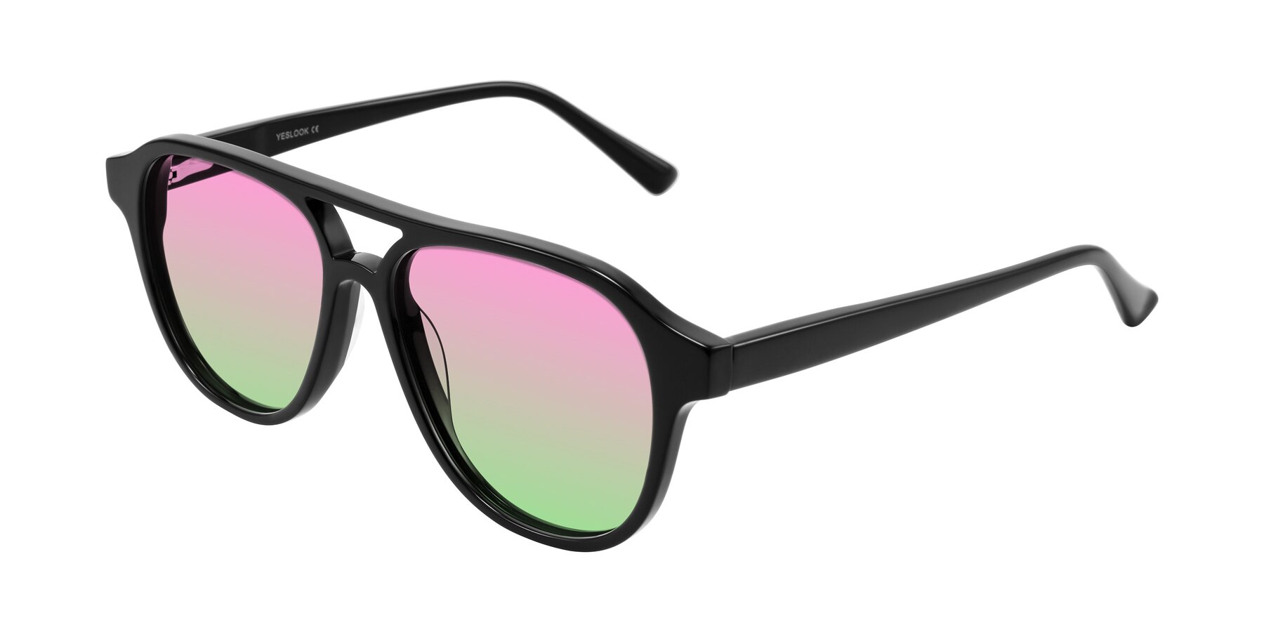 Angle of Jalon in Black with Pink / Green Gradient Lenses