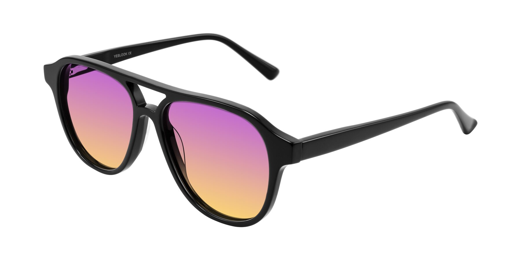 Angle of Jalon in Black with Purple / Yellow Gradient Lenses