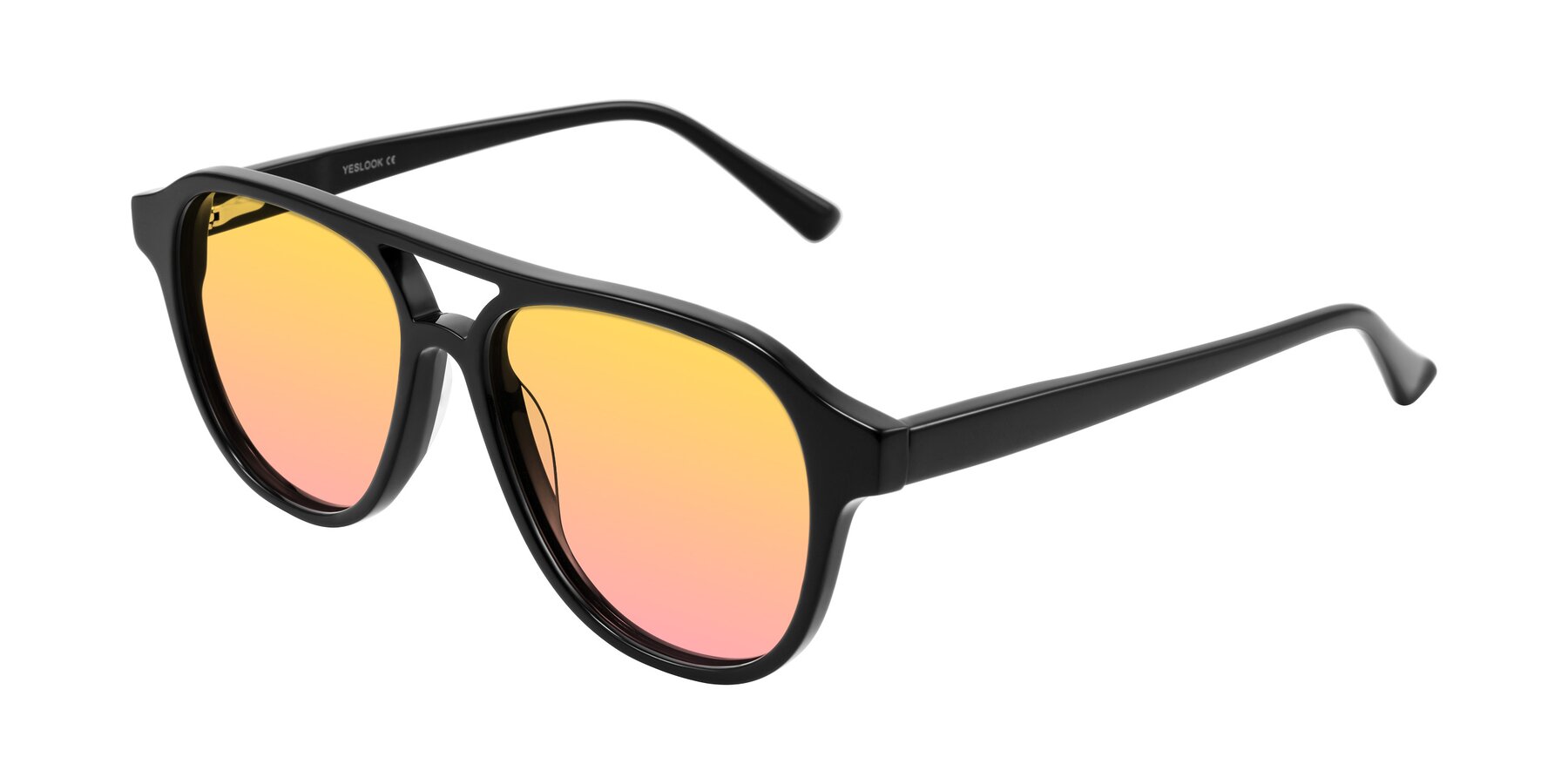Angle of Jalon in Black with Yellow / Pink Gradient Lenses