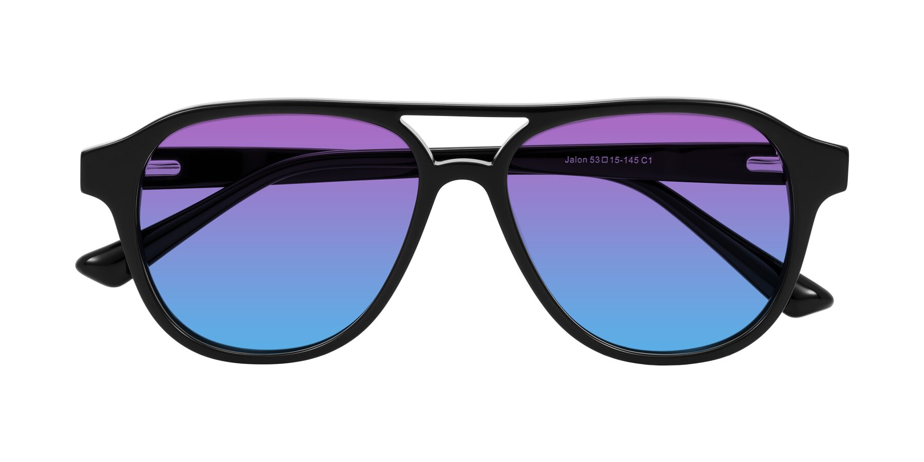 Folded Front of Jalon in Black with Purple / Blue Gradient Lenses