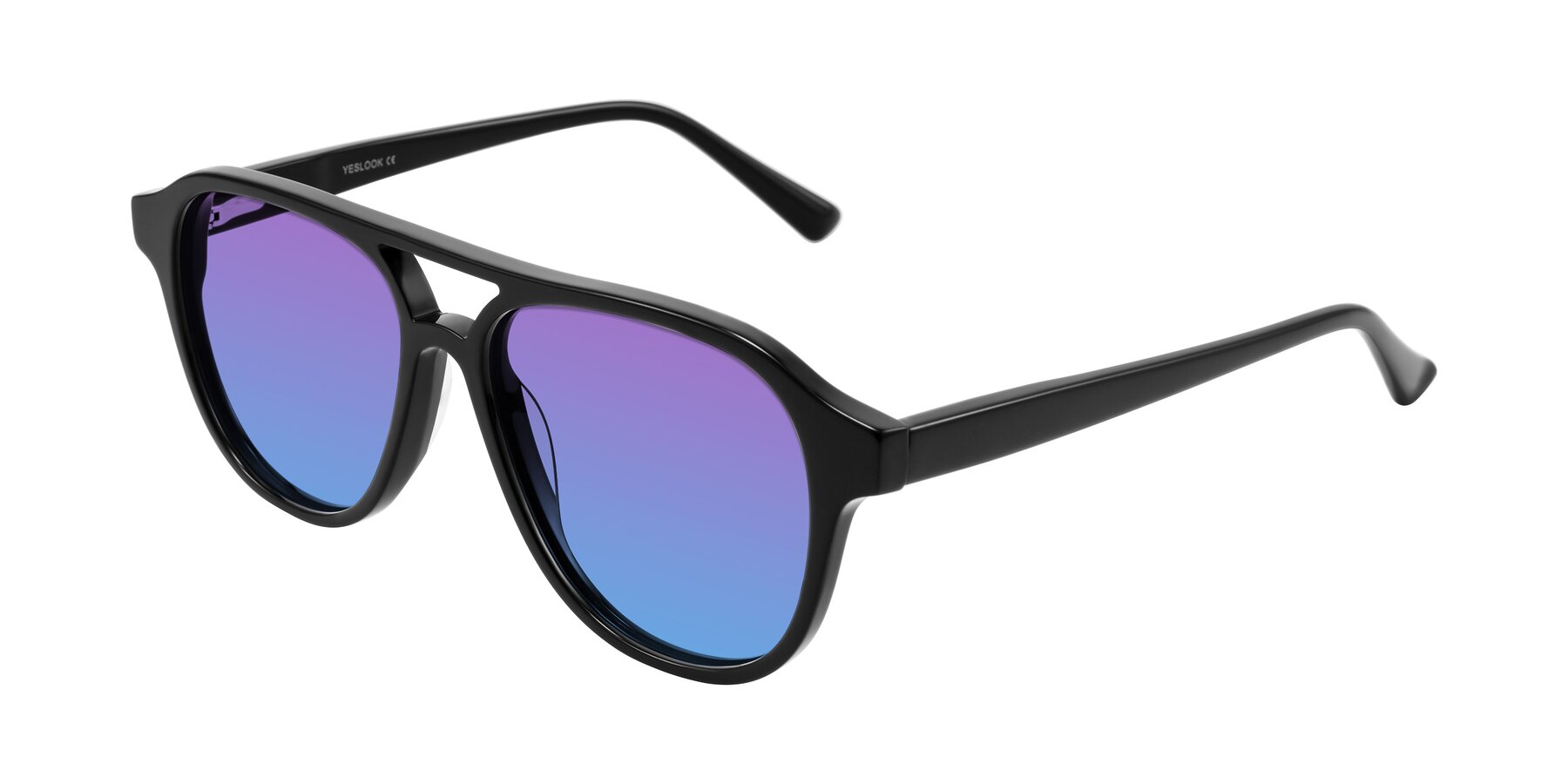 Angle of Jalon in Black with Purple / Blue Gradient Lenses