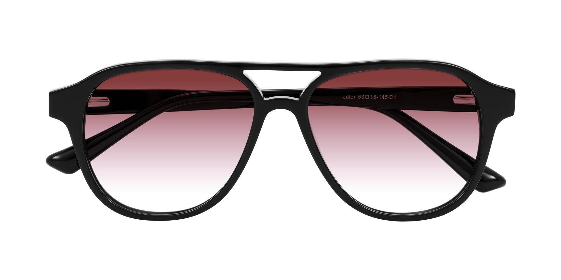 Folded Front of Jalon in Black with Garnet Gradient Lenses