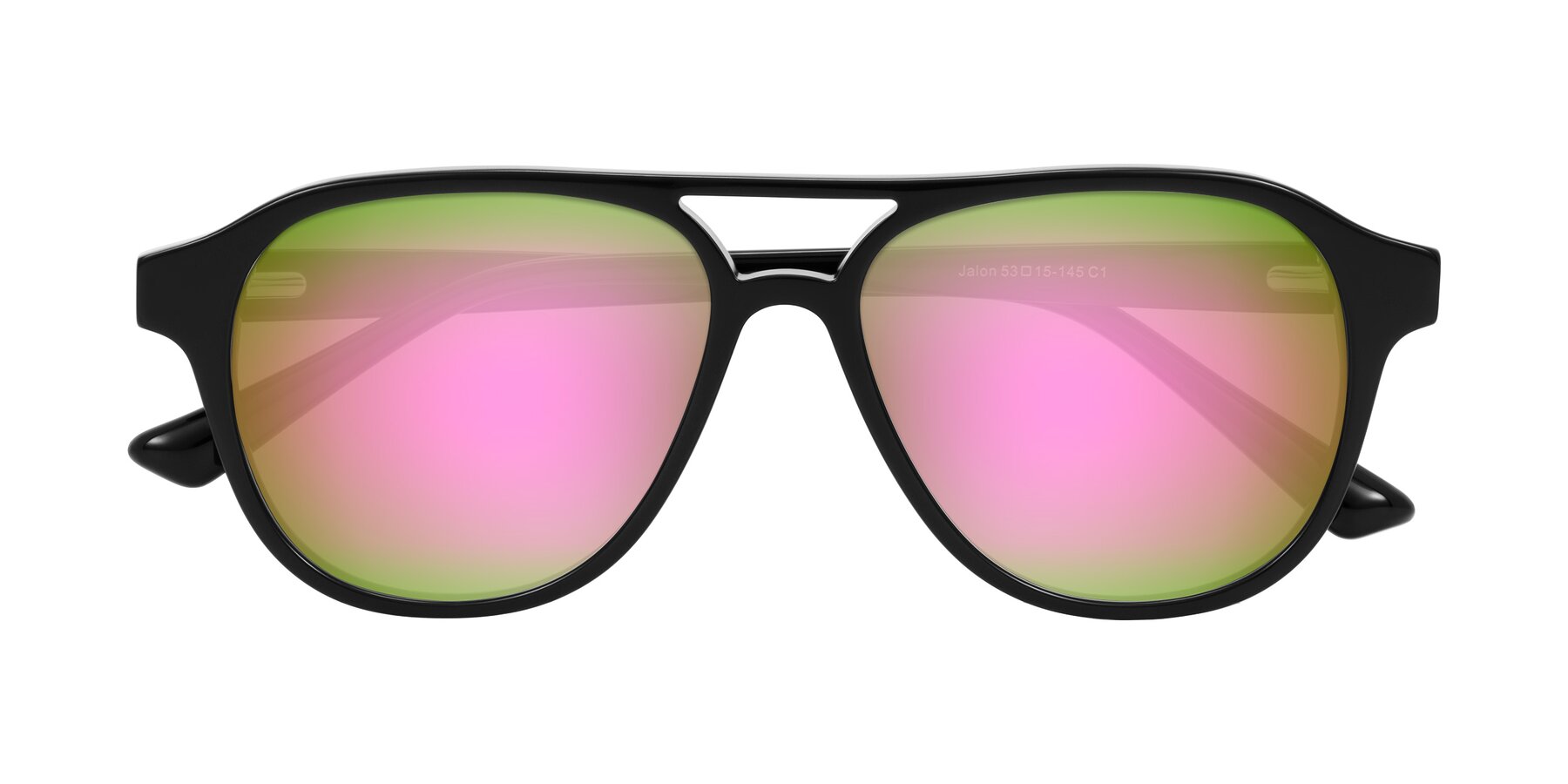 Folded Front of Jalon in Black with Pink Mirrored Lenses