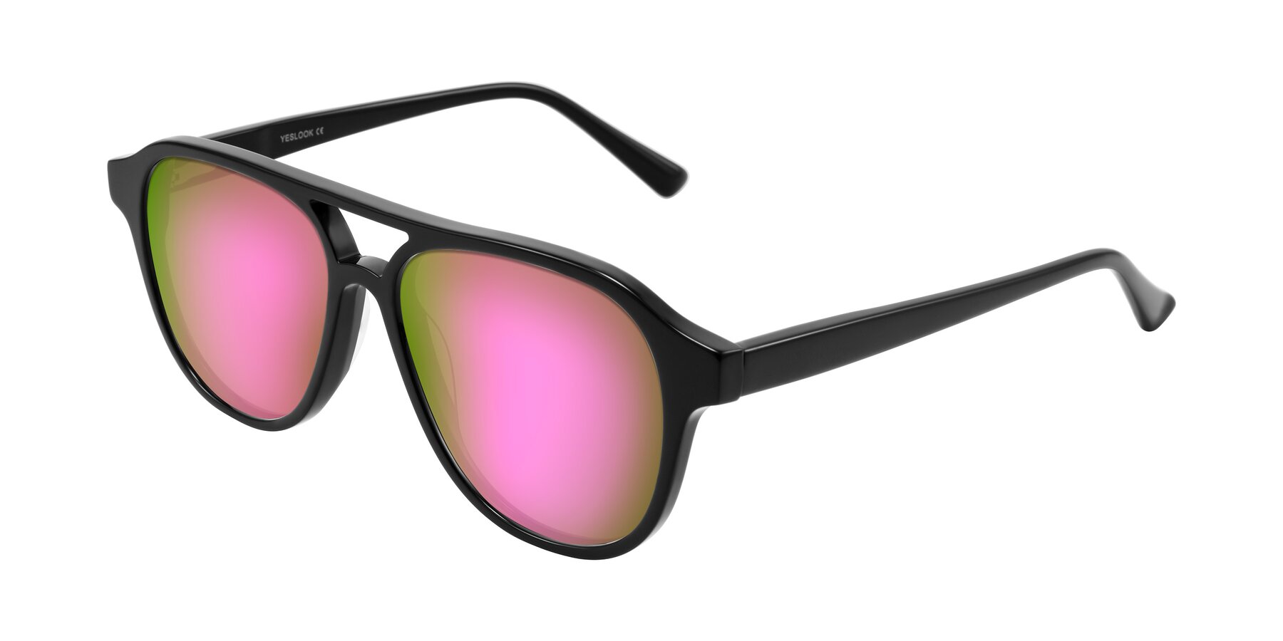 Angle of Jalon in Black with Pink Mirrored Lenses