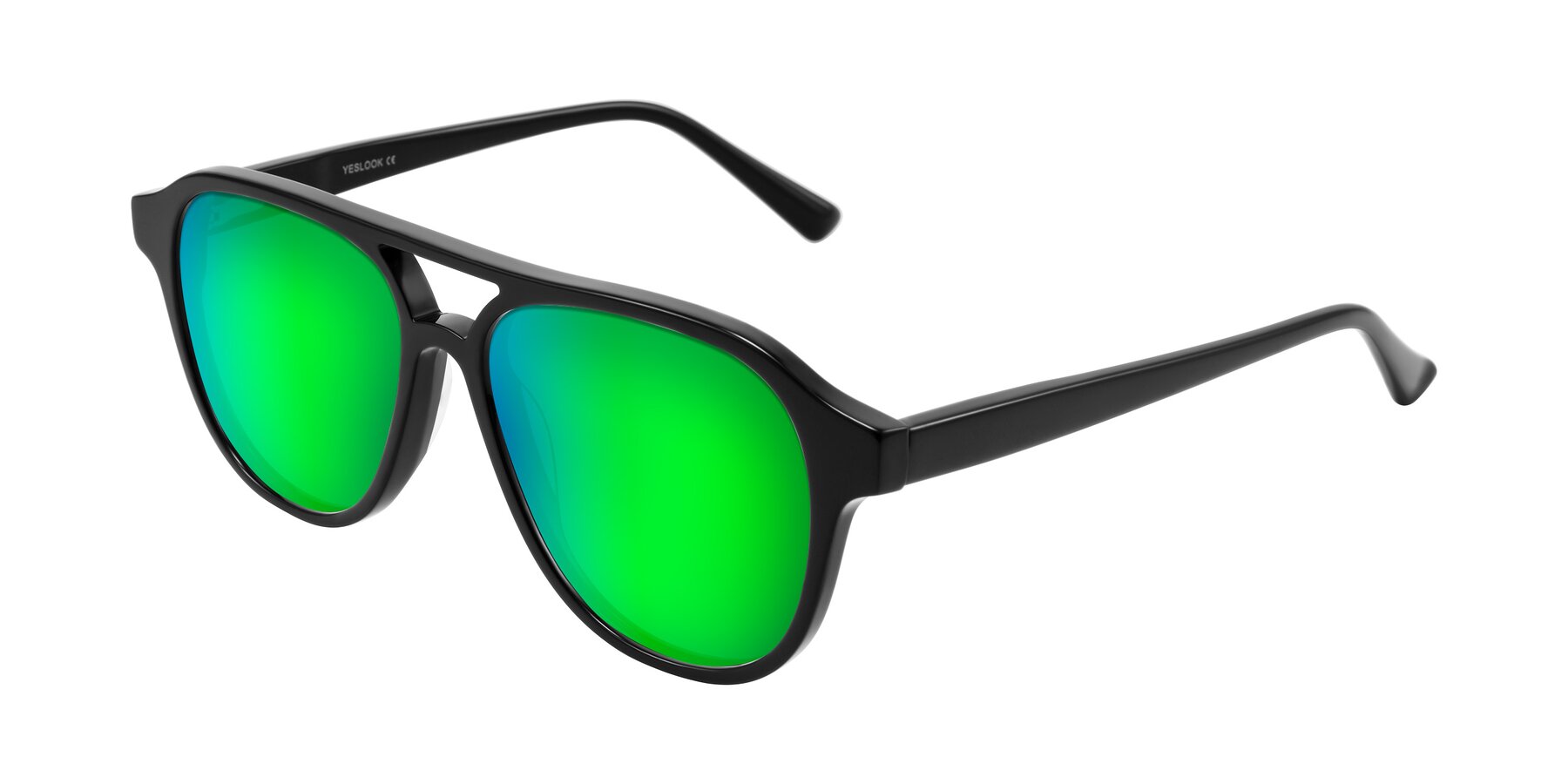 Angle of Jalon in Black with Green Mirrored Lenses