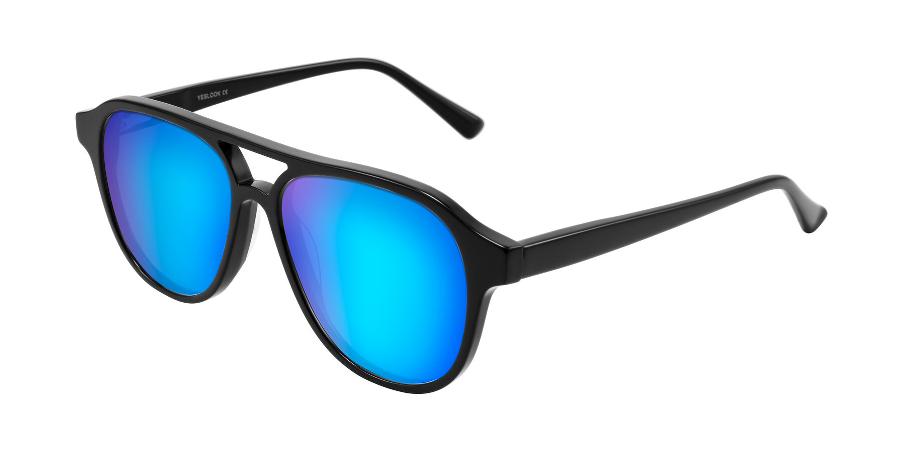 Angle of Jalon in Black with Blue Mirrored Lenses