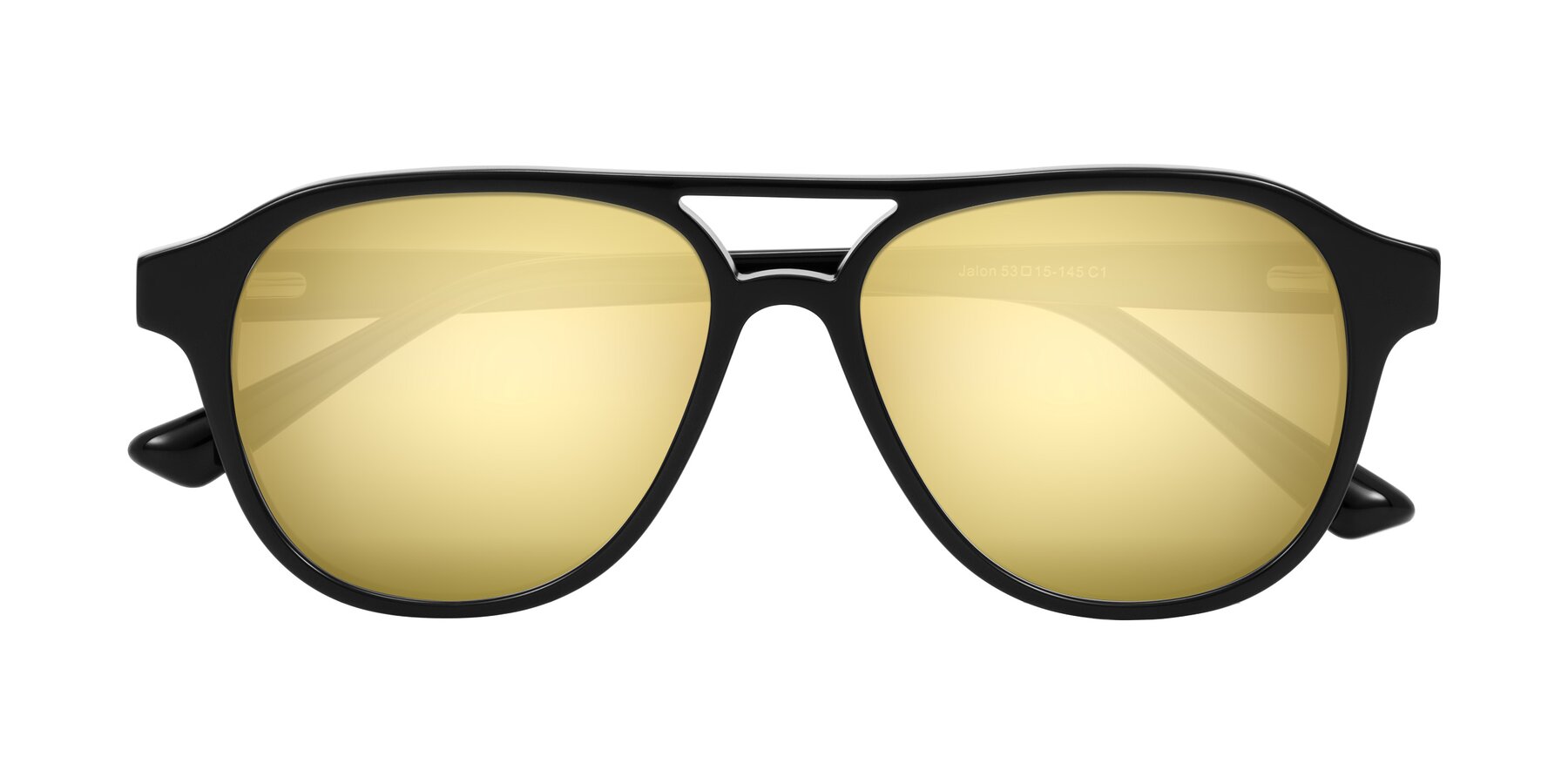 Folded Front of Jalon in Black with Gold Mirrored Lenses