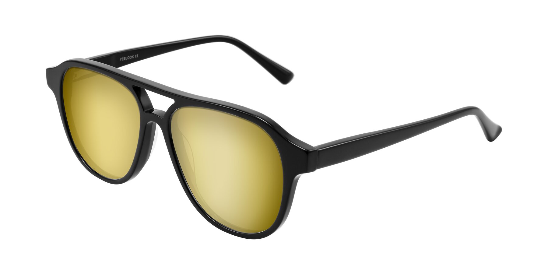 Angle of Jalon in Black with Gold Mirrored Lenses