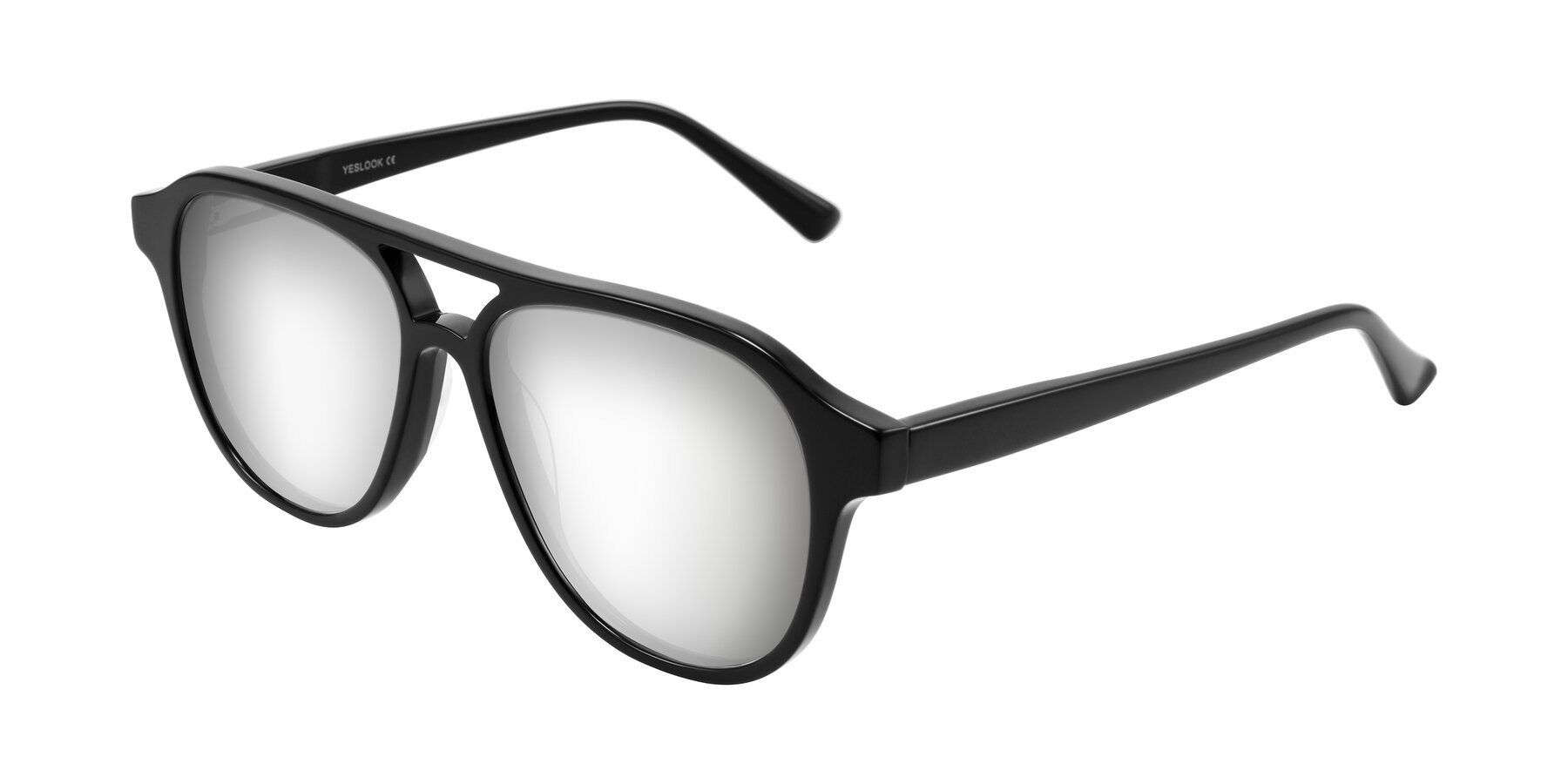 Angle of Jalon in Black with Silver Mirrored Lenses