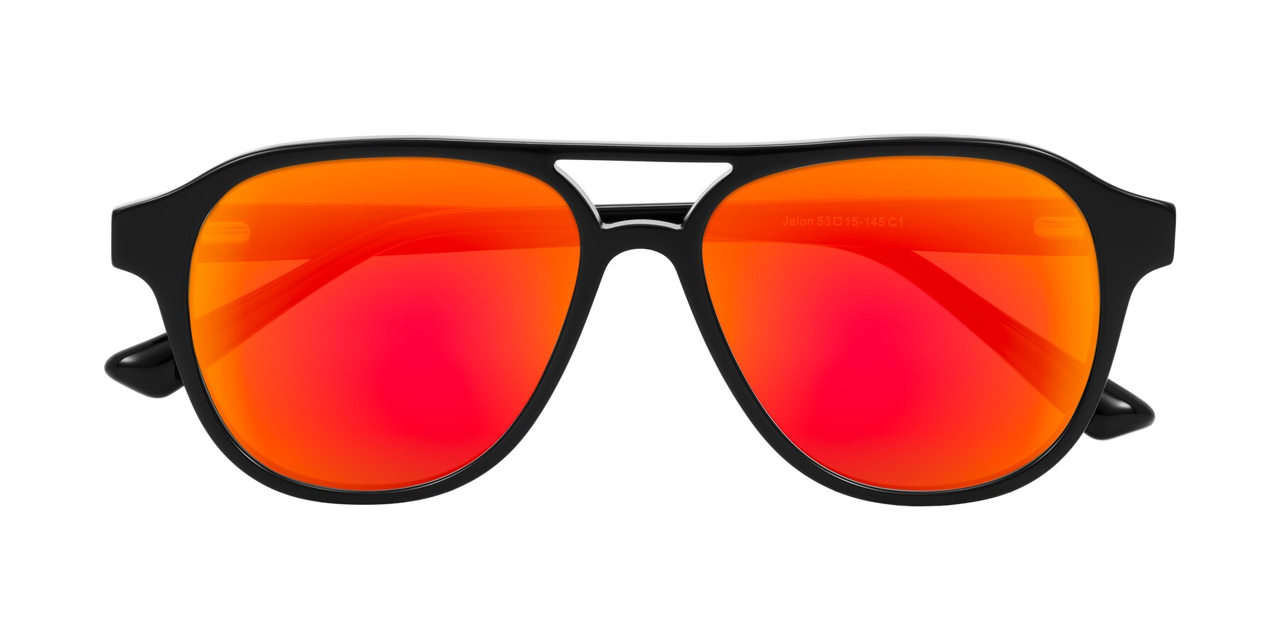 Folded Front of Jalon in Black with Red Gold Mirrored Lenses